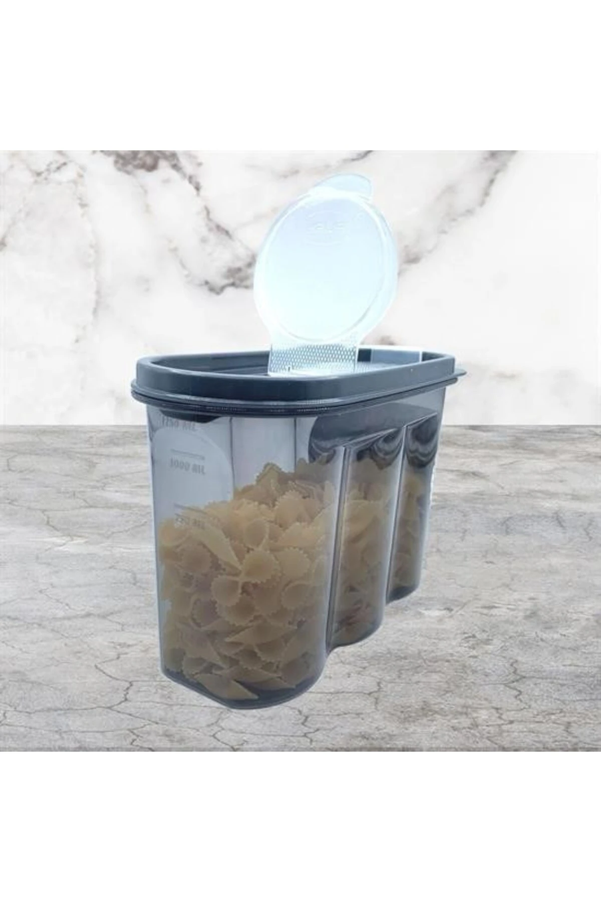 ® 2 Kapaklı Ölçekli Erzak Saklama Kabı - 1,2 Litre - SA930