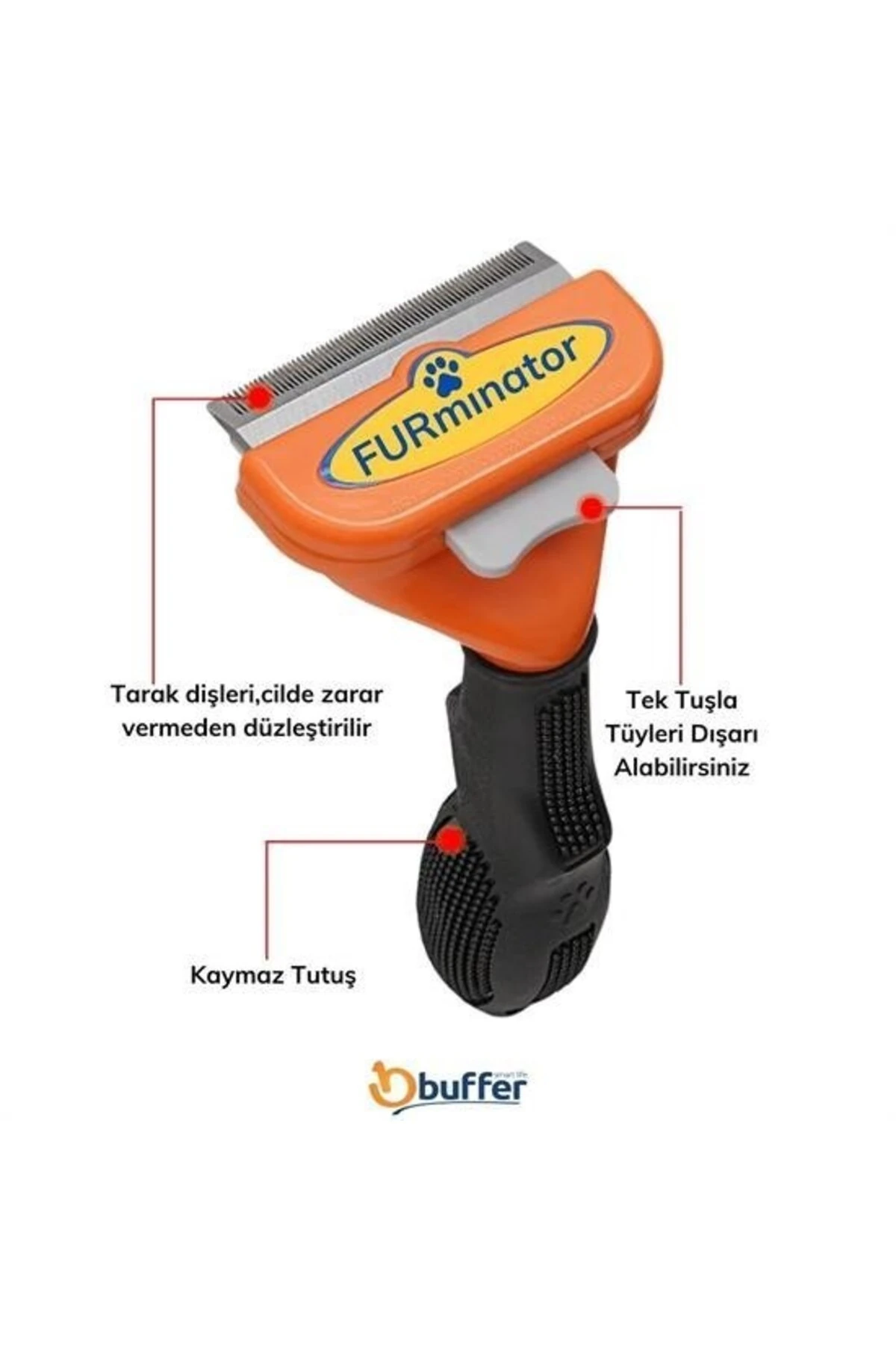 ® Uzun Tüylü Köpekler İçin Kolay Tarama Fırçası Temizlenebilir Çelik Tarak Tüy Toplayıcı Mediu