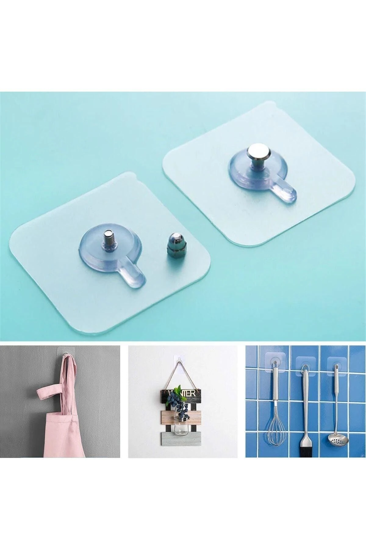 Süper Güçlü Çerçeve Askısı Pin Delgisiz Vidalı Tırnak Kanca Yapışkanlı Raf Tutucu Askı