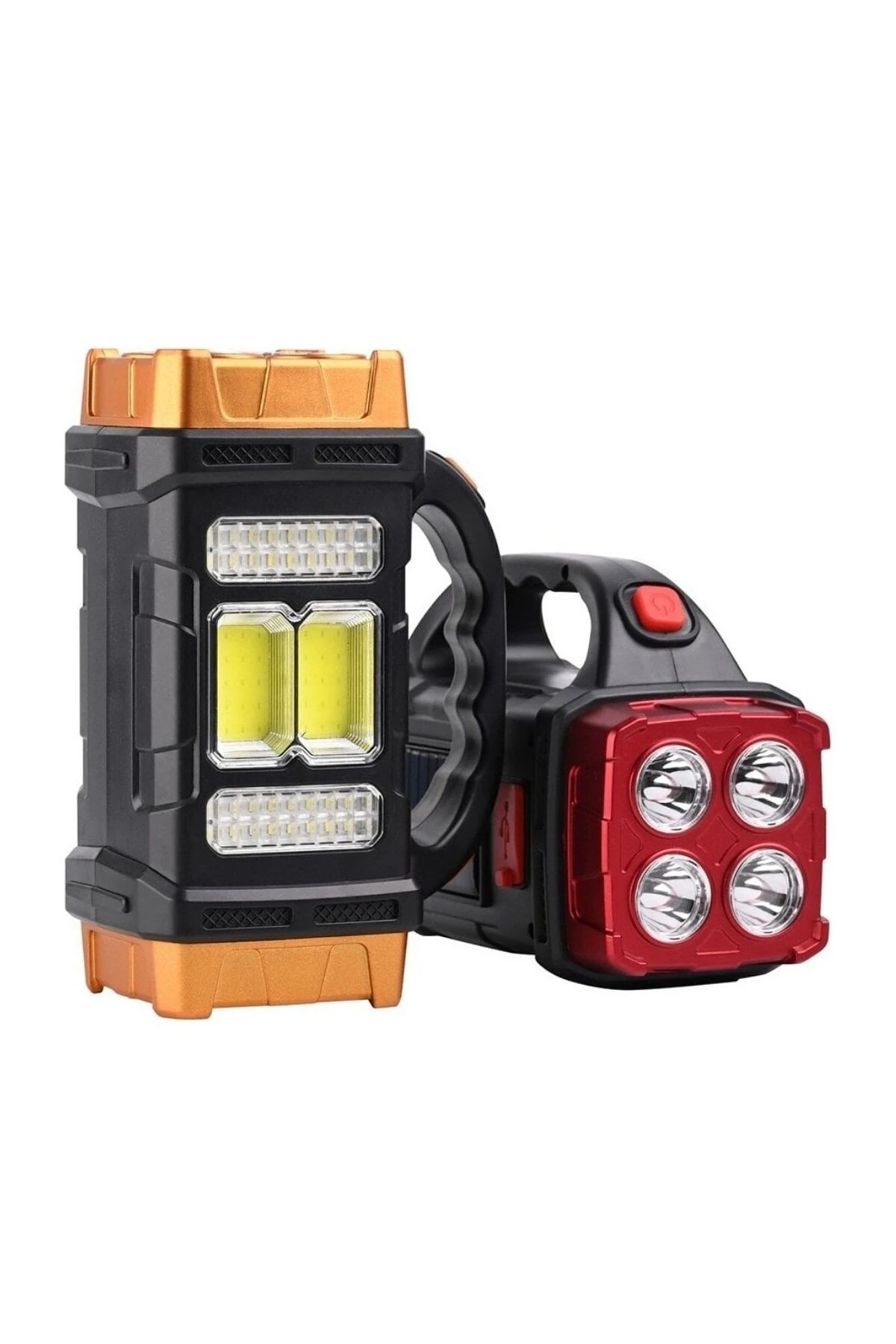 Solar ve USB Şarjlı LED + COB El Feneri | 1500 mAh Şarjlı Taşınabilir Çalışma Işığı–Su Geçirmez