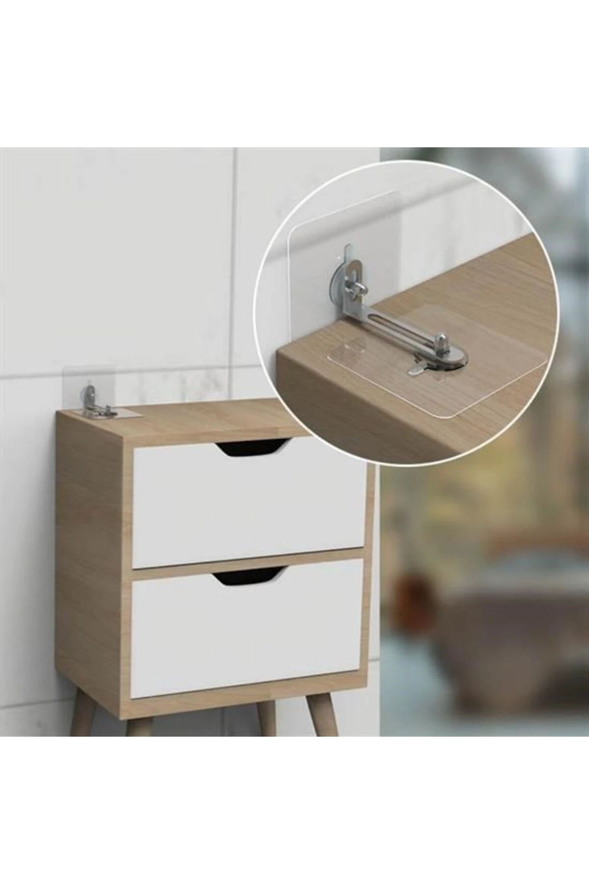 Deprem İçin Ultra Dayanıklı Çivisiz Duvarı Delmeden Ayarlanabilir Eşya Sabitleyici Aparat