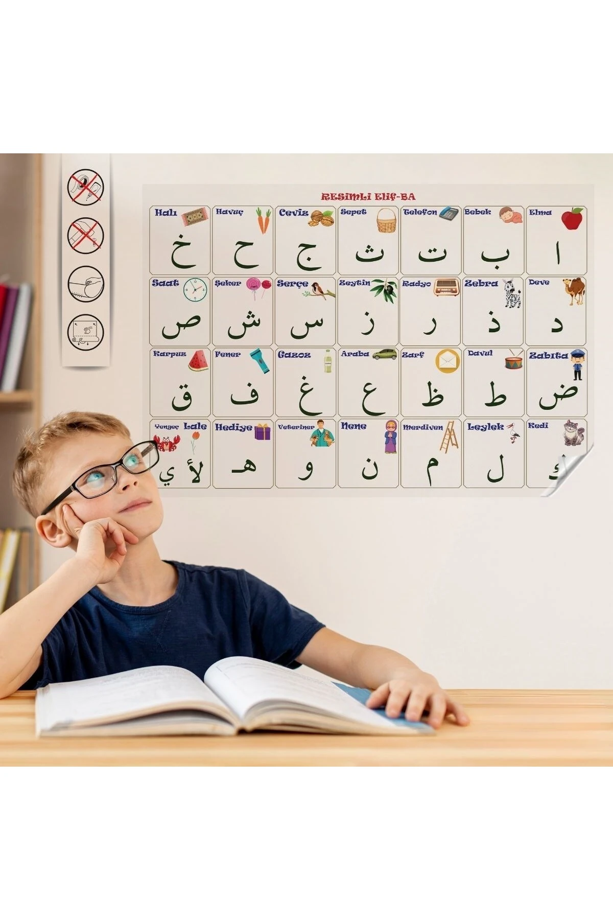 ® 100x150 cm Statik Kağıt Elif-Ba Öğrenme Tahtası