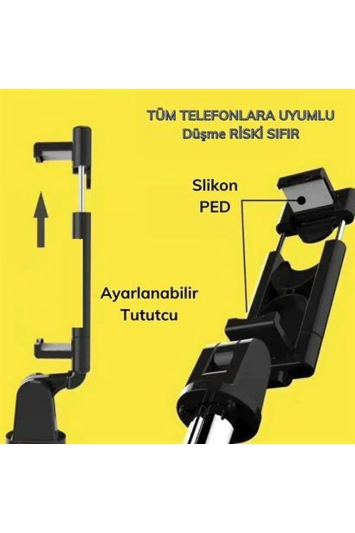 roichil® Sabitlenebilir Cep Telefon Tutucu Ayarlanabilir Taşınabilir 3 Ayaklı Tripod Selfie Çubuğu