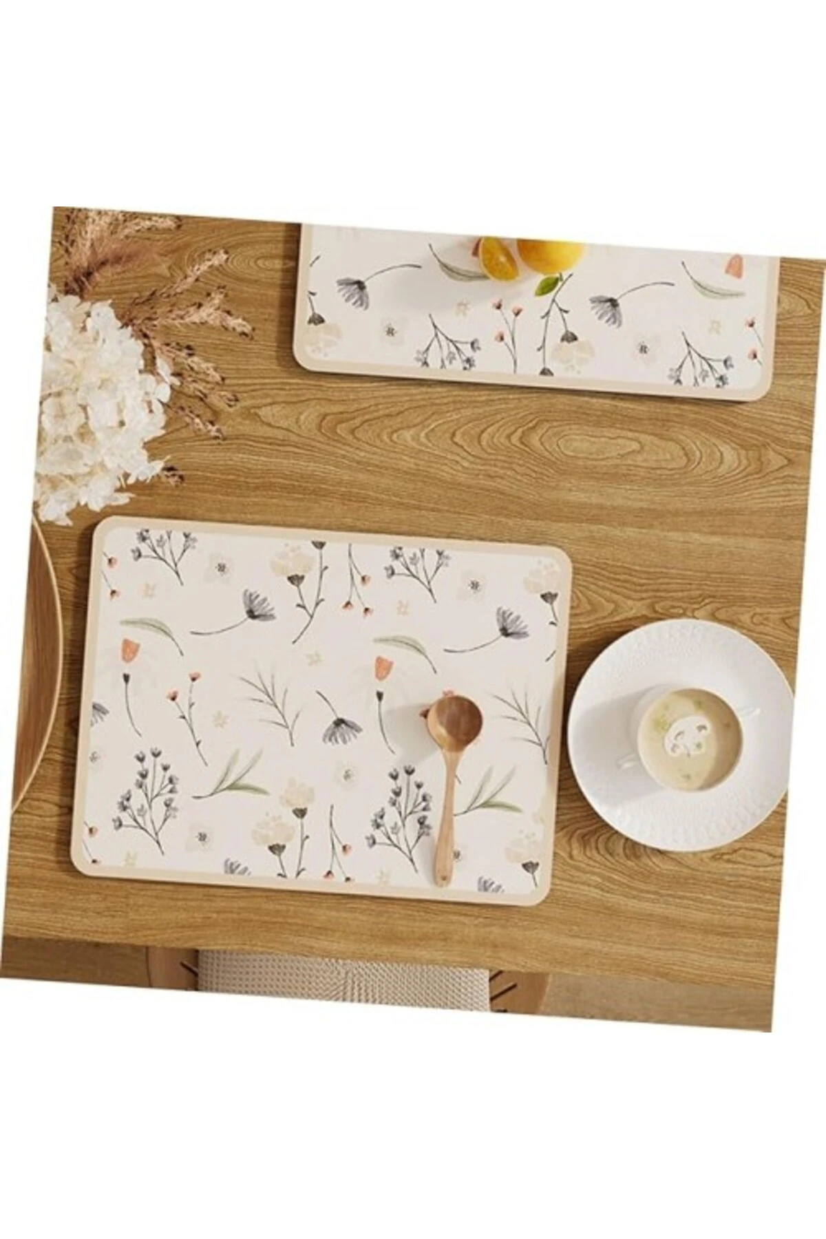 Çiçekli Kaymaz Servis Matı