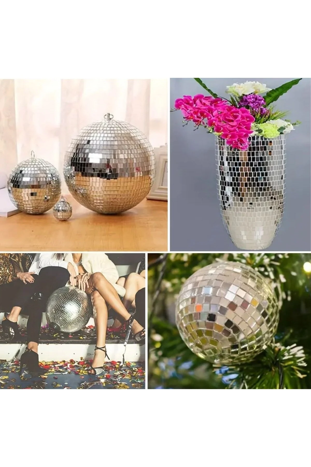 Gümüş Renk Kendinden Yapışkanlı Cam Mini Kare Aynalar, Mozaik Ayna Çıkartmaları Ev Dekorasyonu