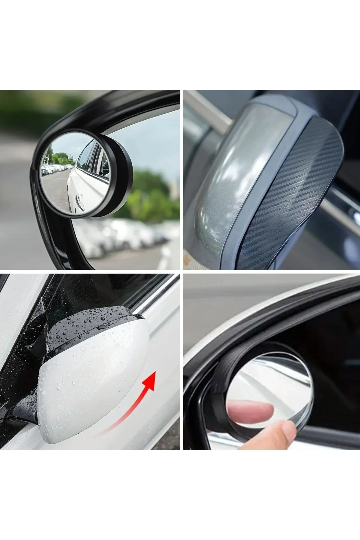 2 Adet Kendinden Aynalı Karbon Fiber Görünümlü Araba Yan Ayna Yağmur Koruyucuları