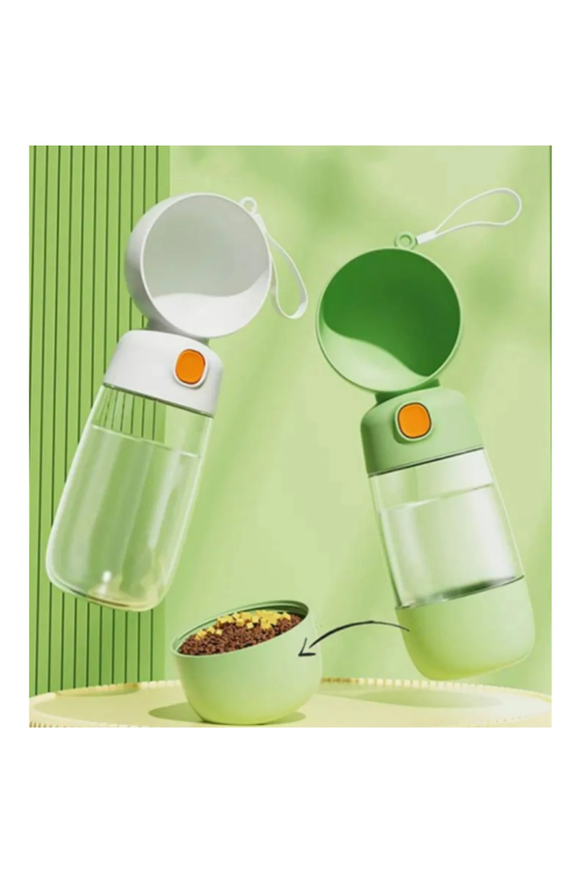 Taşınabilir Evcil Hayvan Mama Hazneli Su Matarası