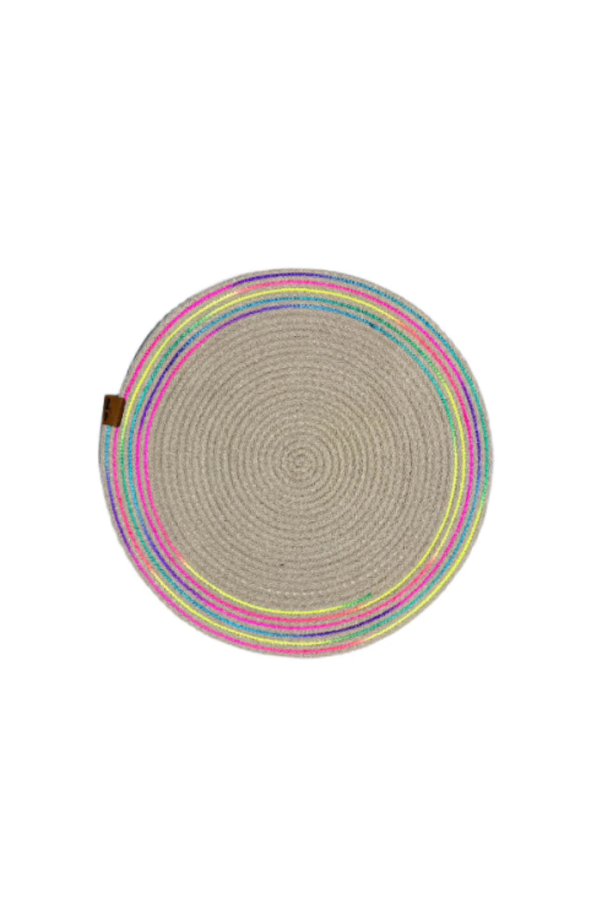 DecoHandy 39cm Neon Renkli Şeritli Jüt Örme Supla Amerikan Servis