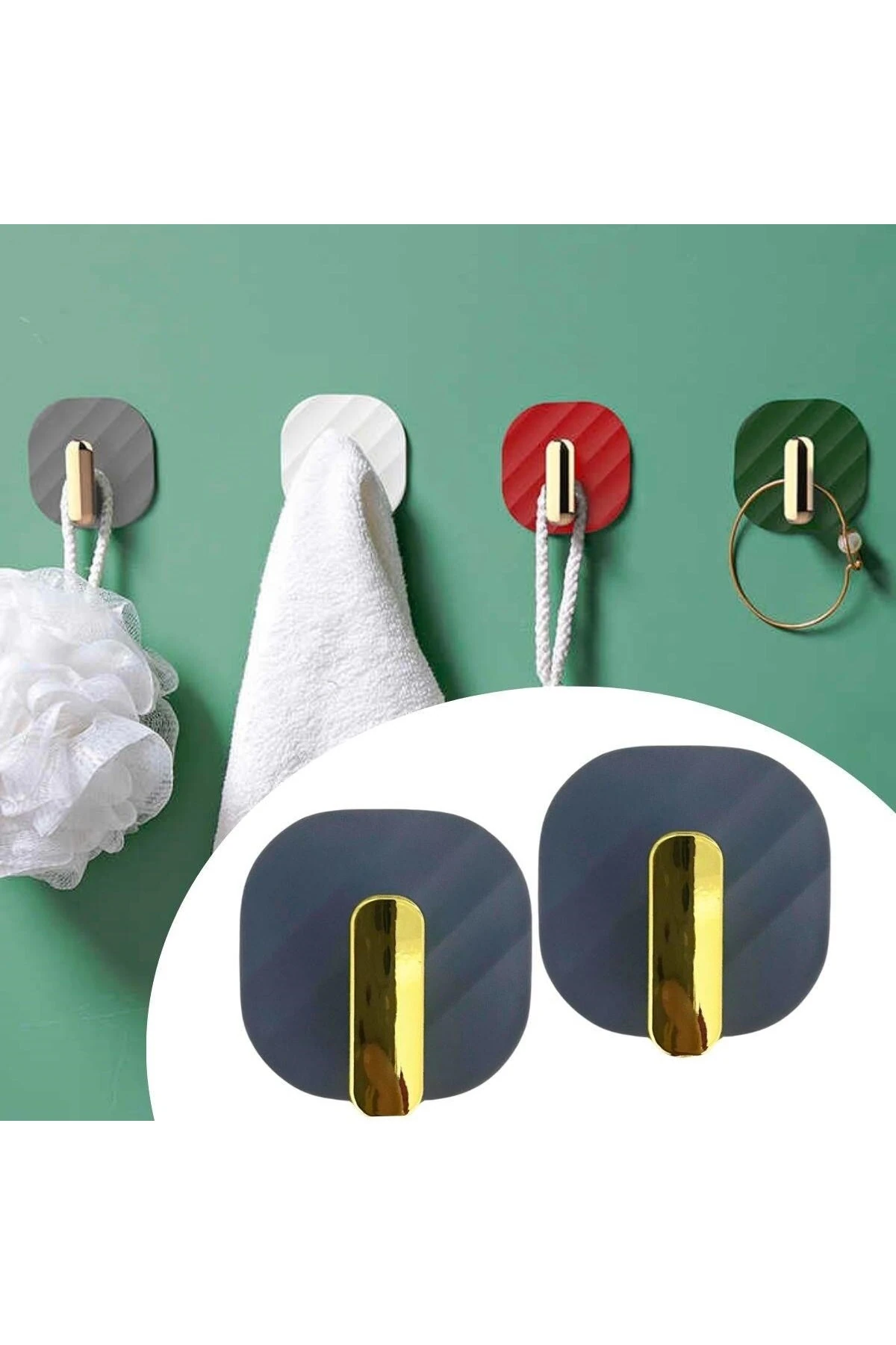 Kenzo® 2li Yapışkanlı Retro Askılık Dolap Kapak Kulpu Gri