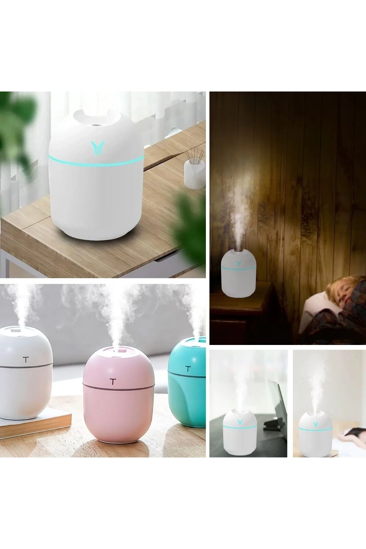 Işıklı Kuru Havayı Azaltan ve Aromaterapi Deneyimi Sunan Hava ve Oda Nemlendirici