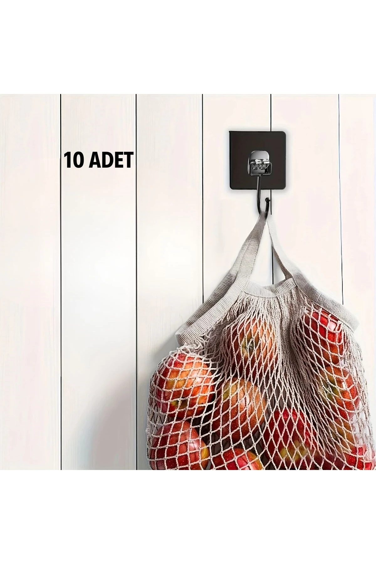 10 Adet Duvara, Dolapa Yapışan Güçlü Yapışkanlı Siyah Duvar Askısı
