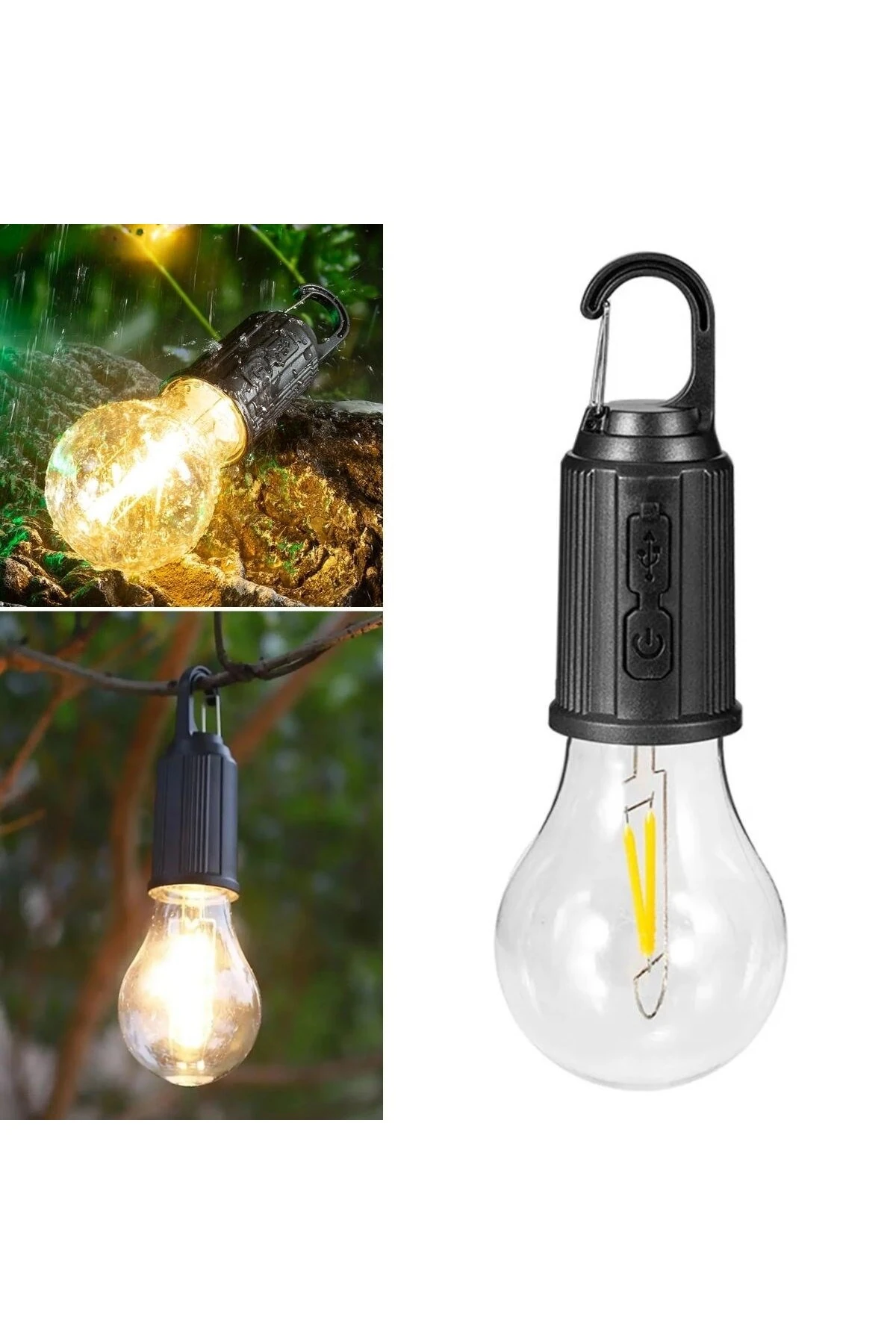 Şarj Olabilen 3 Farklı Mod LED'li Kendiliğinden Asma Kancalı Kamp,Dış Cephe Lambası