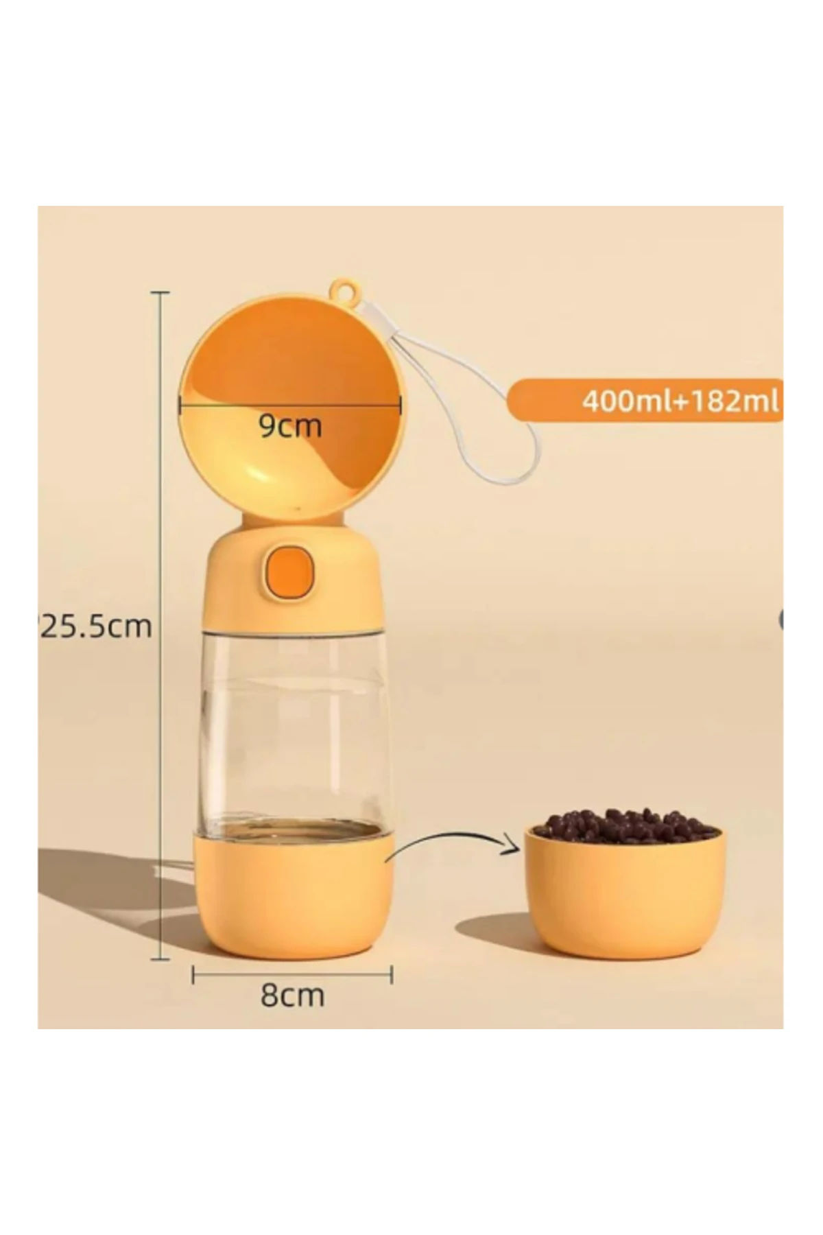 Taşınabilir Evcil Hayvan Mama Hazneli Su Matarası
