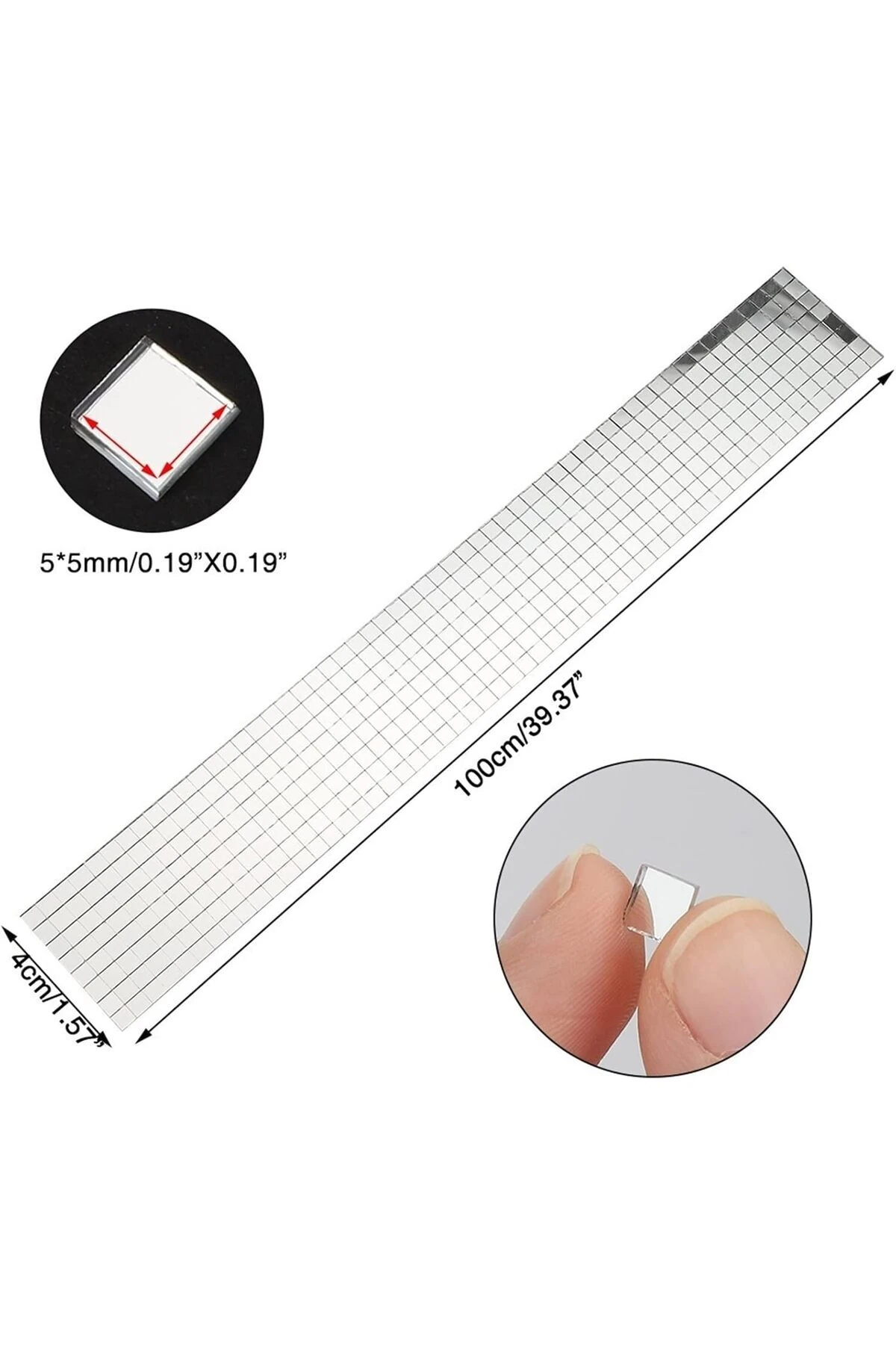 Gümüş Renk Kendinden Yapışkanlı Cam Mini Kare Aynalar, Mozaik Ayna Çıkartmaları Ev Dekorasyonu