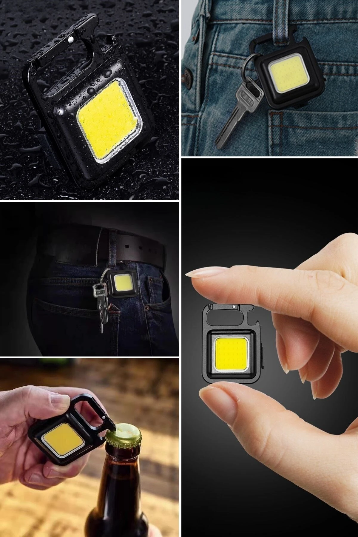 Led Anahtarlıklı El Feneri Şişe Açacağı Usb’li Şarj Edilebilir Cep Boy Cob Led Mıknatıslı