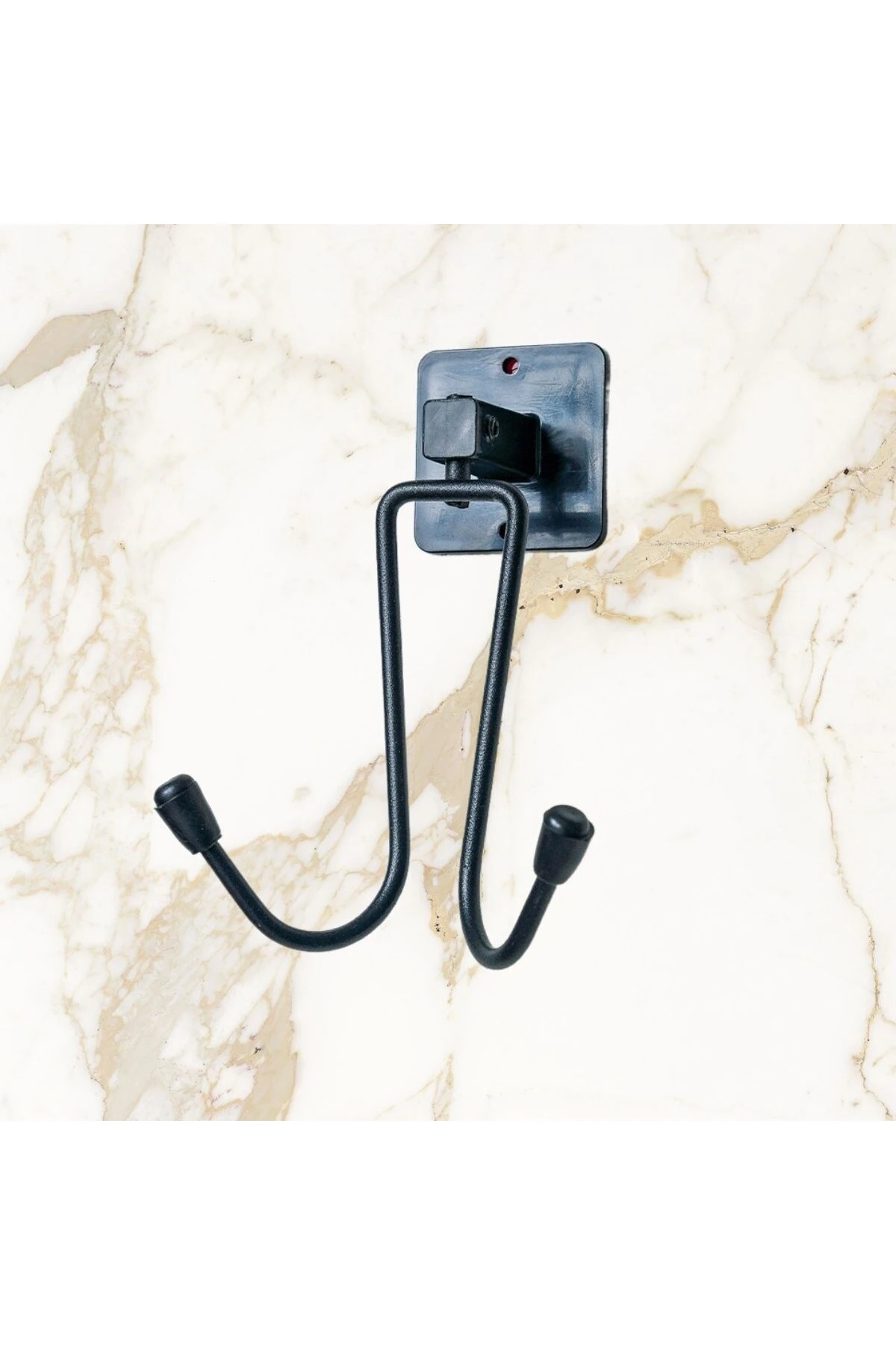 Kendiliğinden Yapışkanlı Siyah Paslanmaz Metal Bornoz ve Havlu Askılığı