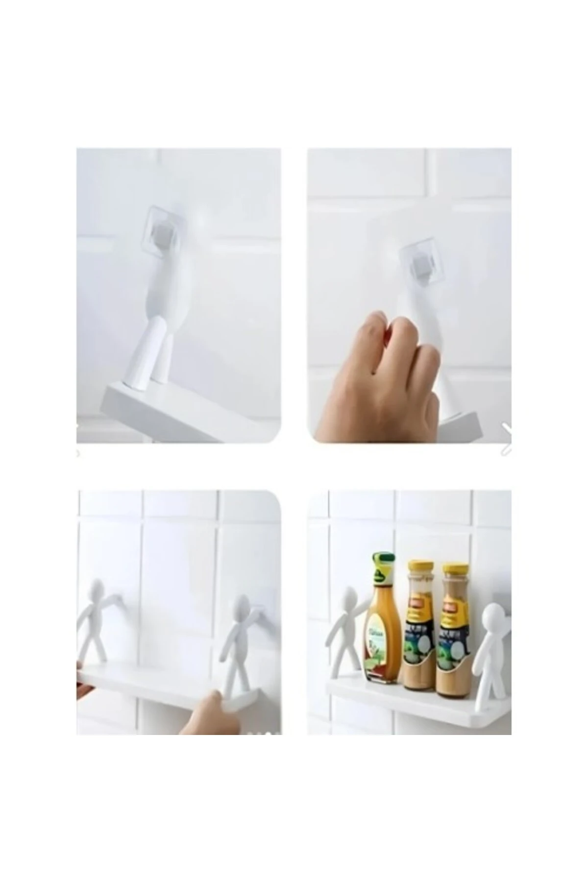 İnsan Figürlü Yapışkanlı Çok Amaçlı Duvar Rafı