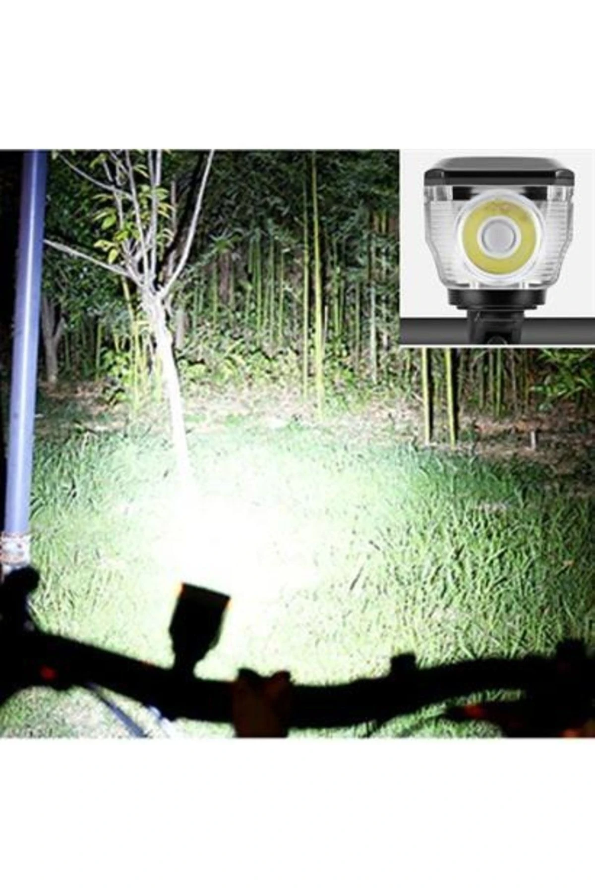 Solar Enerjili Usb Ile Şarj Edilebilir Ledli Bisiklet Feneri Kornalı Ve Su Geçirmez Far