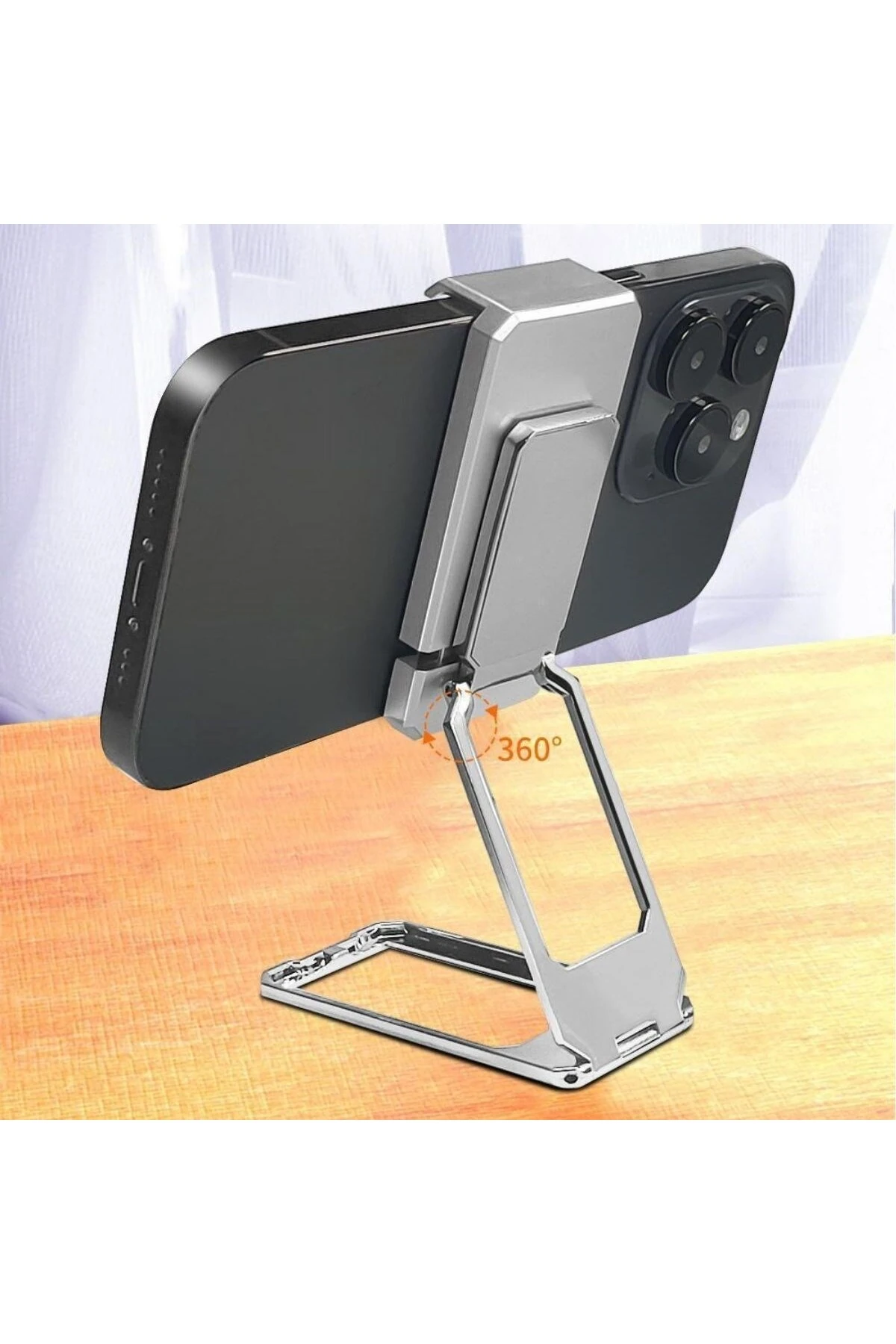 360 derece Dönen Tüm Telefon Tipleri İle Uyumlu Metal Telefon Standı Braket