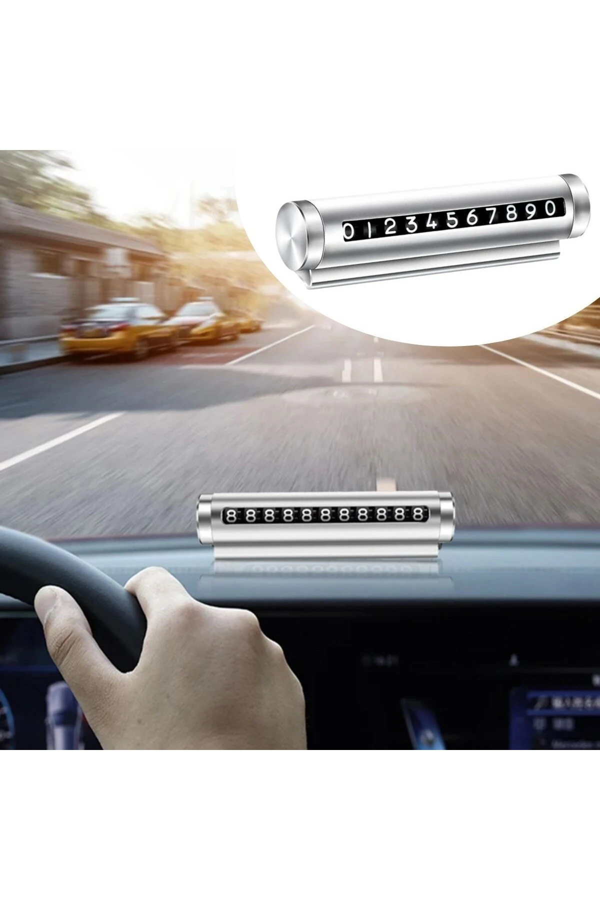 Alüminyum Kasa Gri Renk Çevirmeli Araç Içi Telefon Numaratörü Park Oto Numaratörü