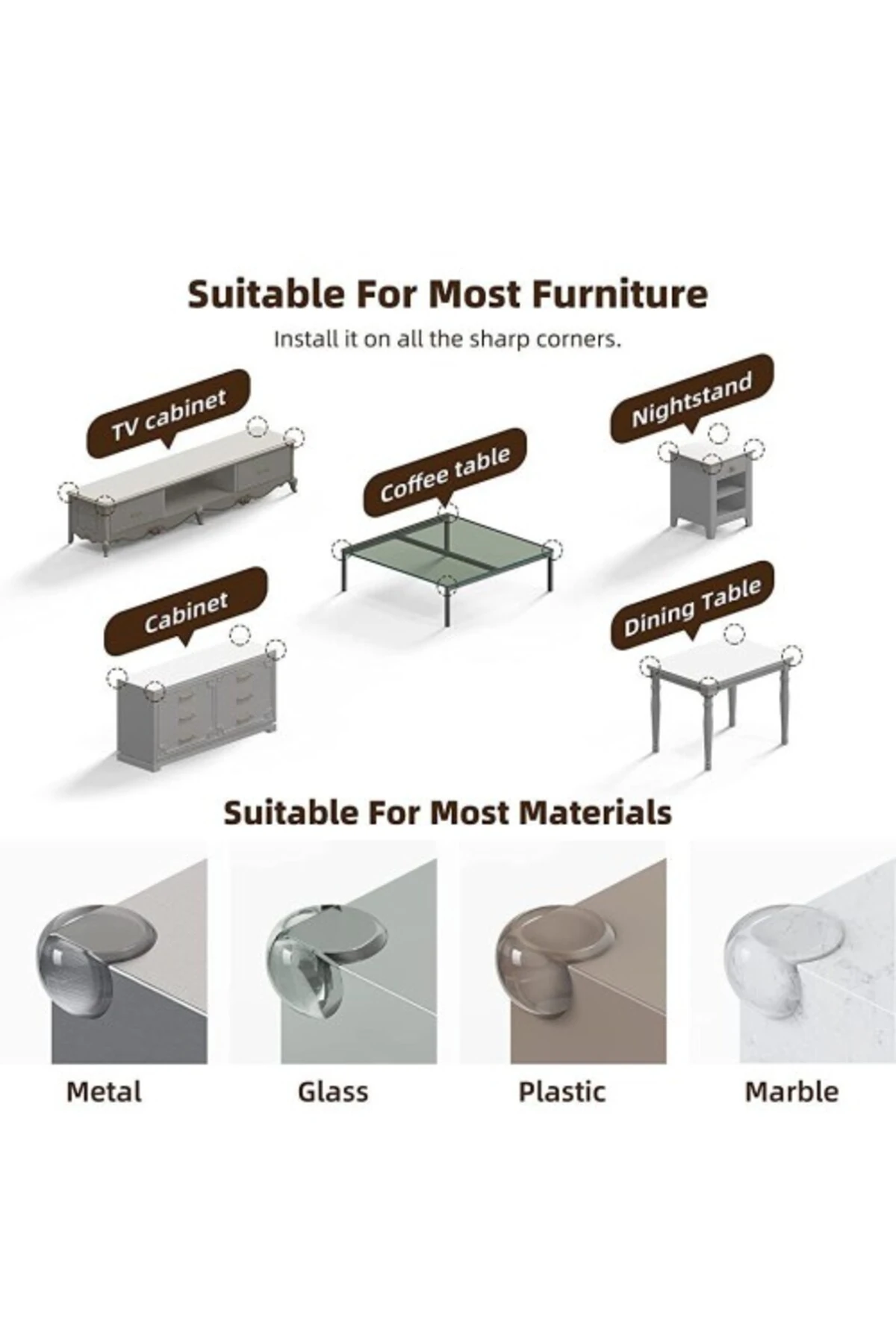 Silikon Şeffaf Masa Kenarı Köşe Koruması