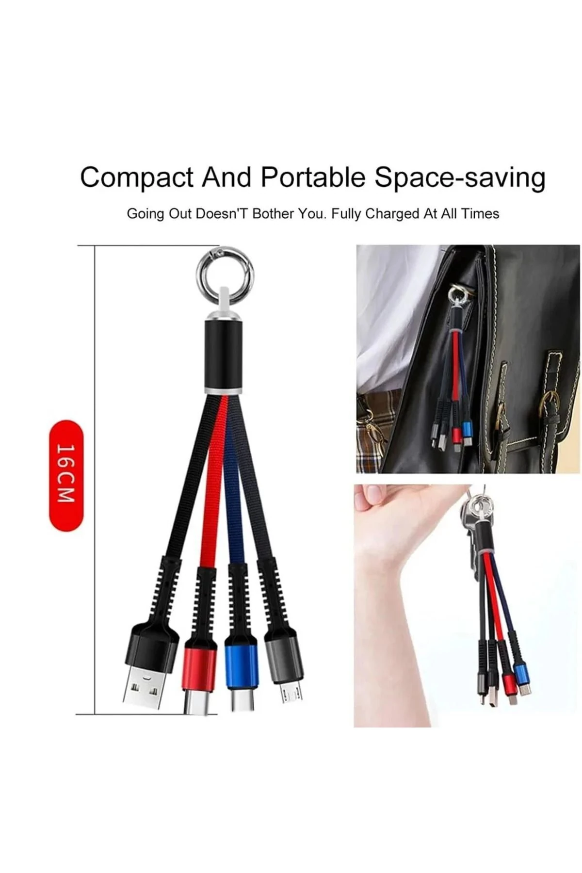 Anahtarlık Model 3 in 1 Şarj Kablosu