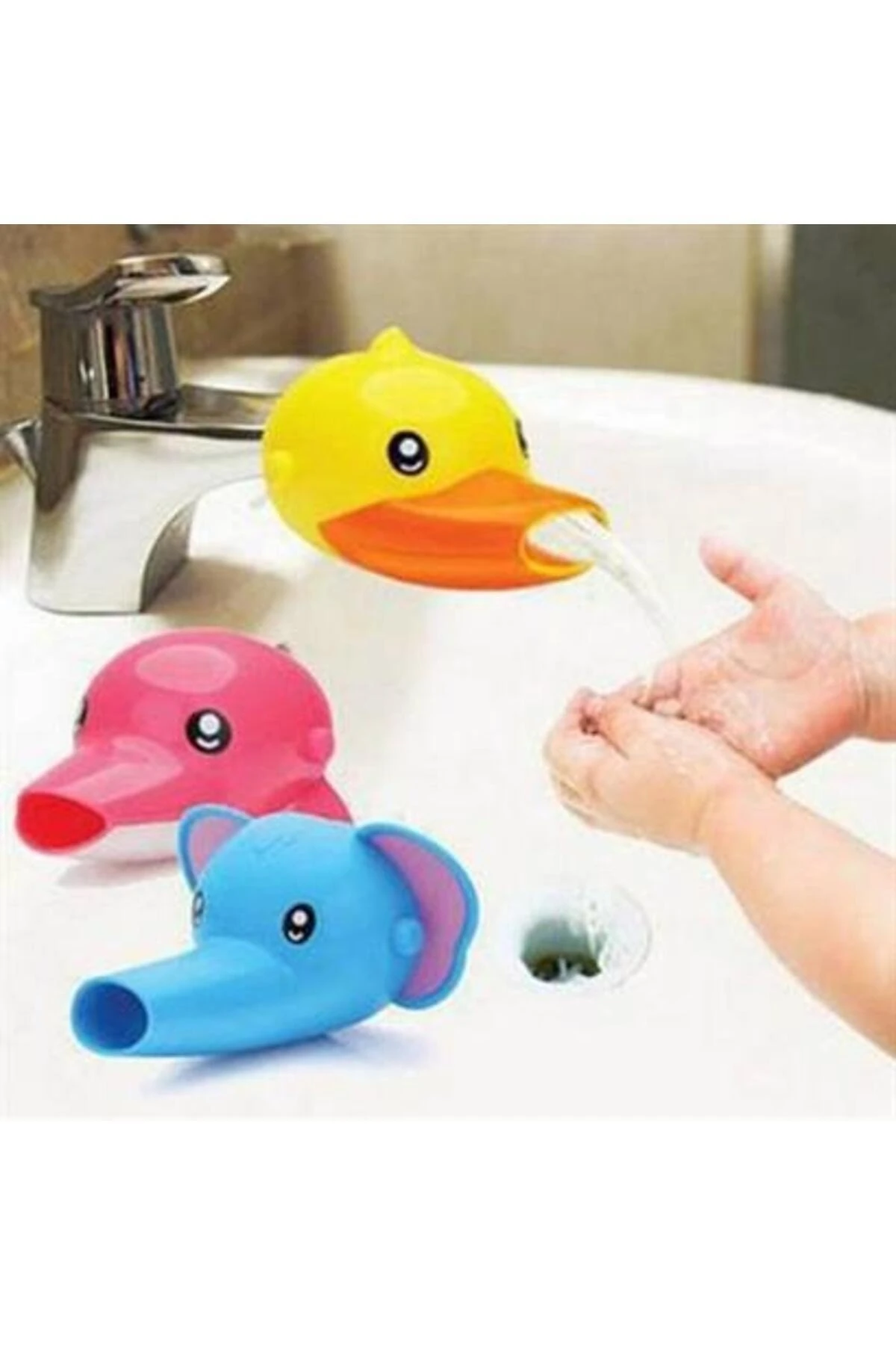 Çocuklar İçin Eğitici ve Güvenli Musluk Uzatıcı Genişletici Başlık Aparatı Ördek Figürlü