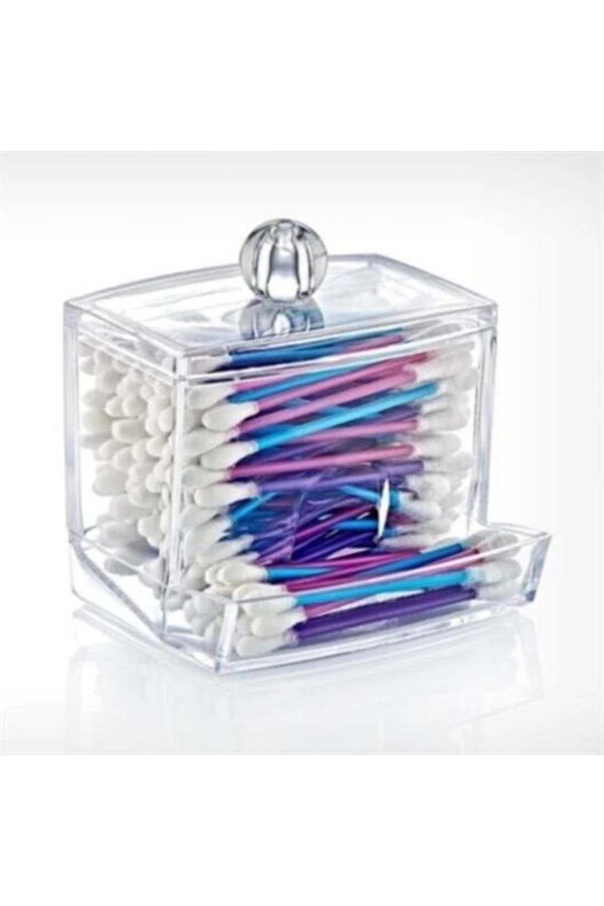 ® Şeffaf Kapaklı Kulak Temizleme Çubuğu Organizatörü Saklama Kutusu