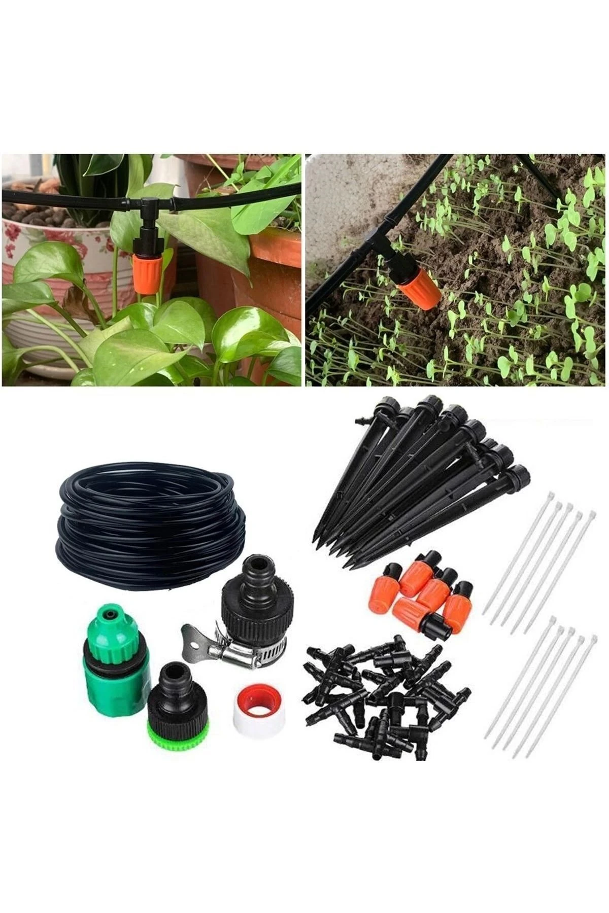 10 Metre Bahçe Damlama Sulama Sistemi Seti Hortum Ve Ek Parçaları