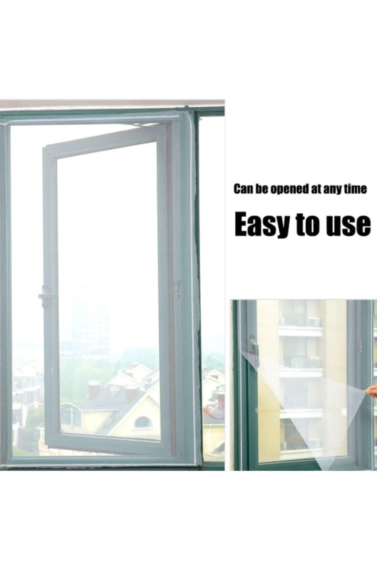 Tüm Cam Pencere Kapılara Uyumlu Çift Kanat Pencere Sinekliği