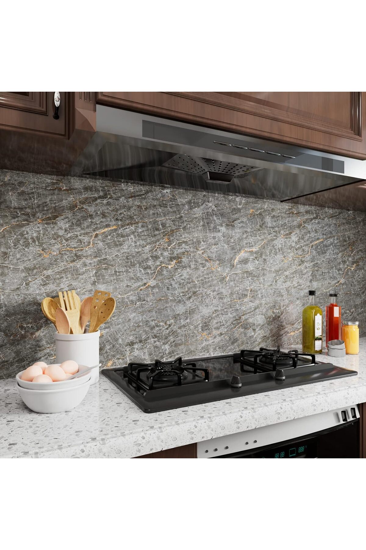 Mermer Desenli Sticker Folyo Koyu Gri 60CM*5MT