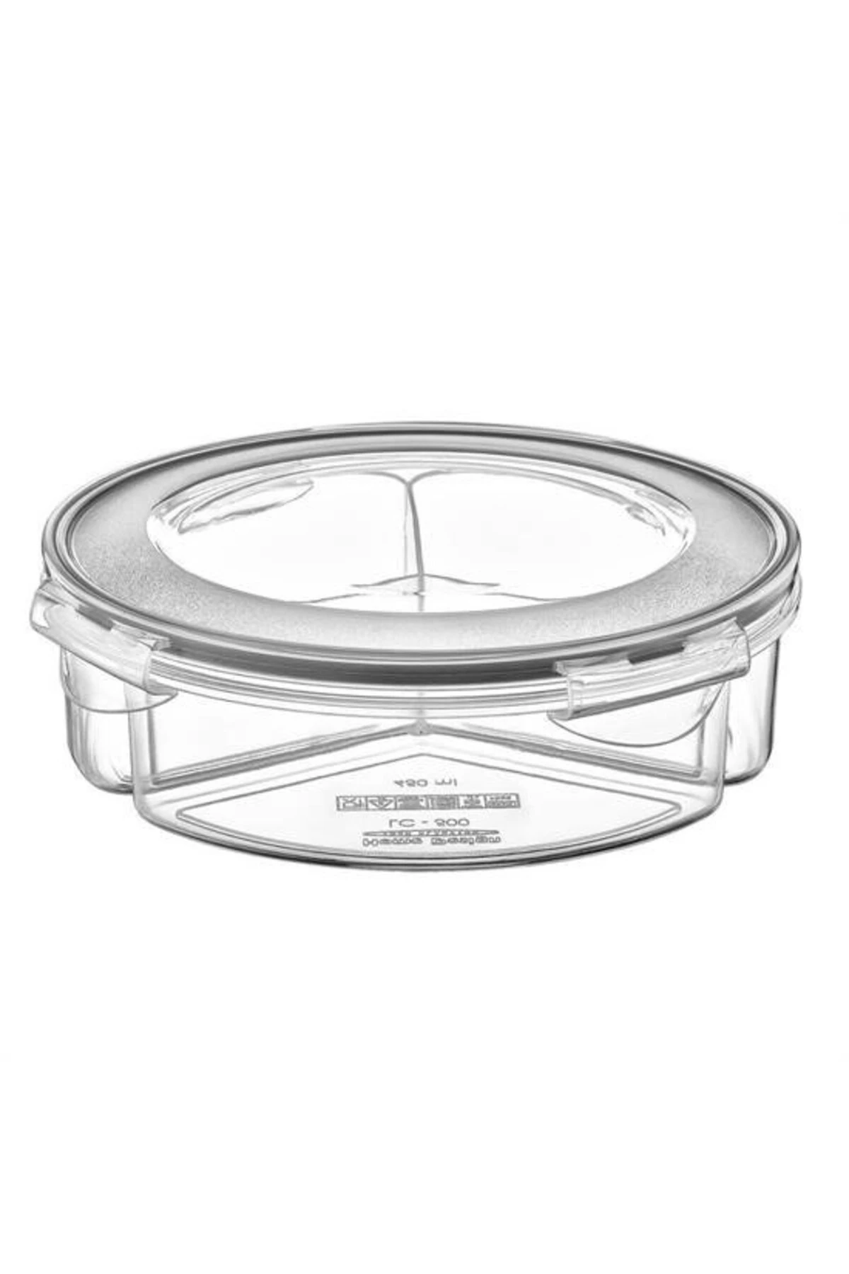 ® 3 Bölmeli Sızdırmaz Contalı Kilitli Kapaklı 1,35 Litre yuvarlak Erzak Saklama Kabı LC-500
