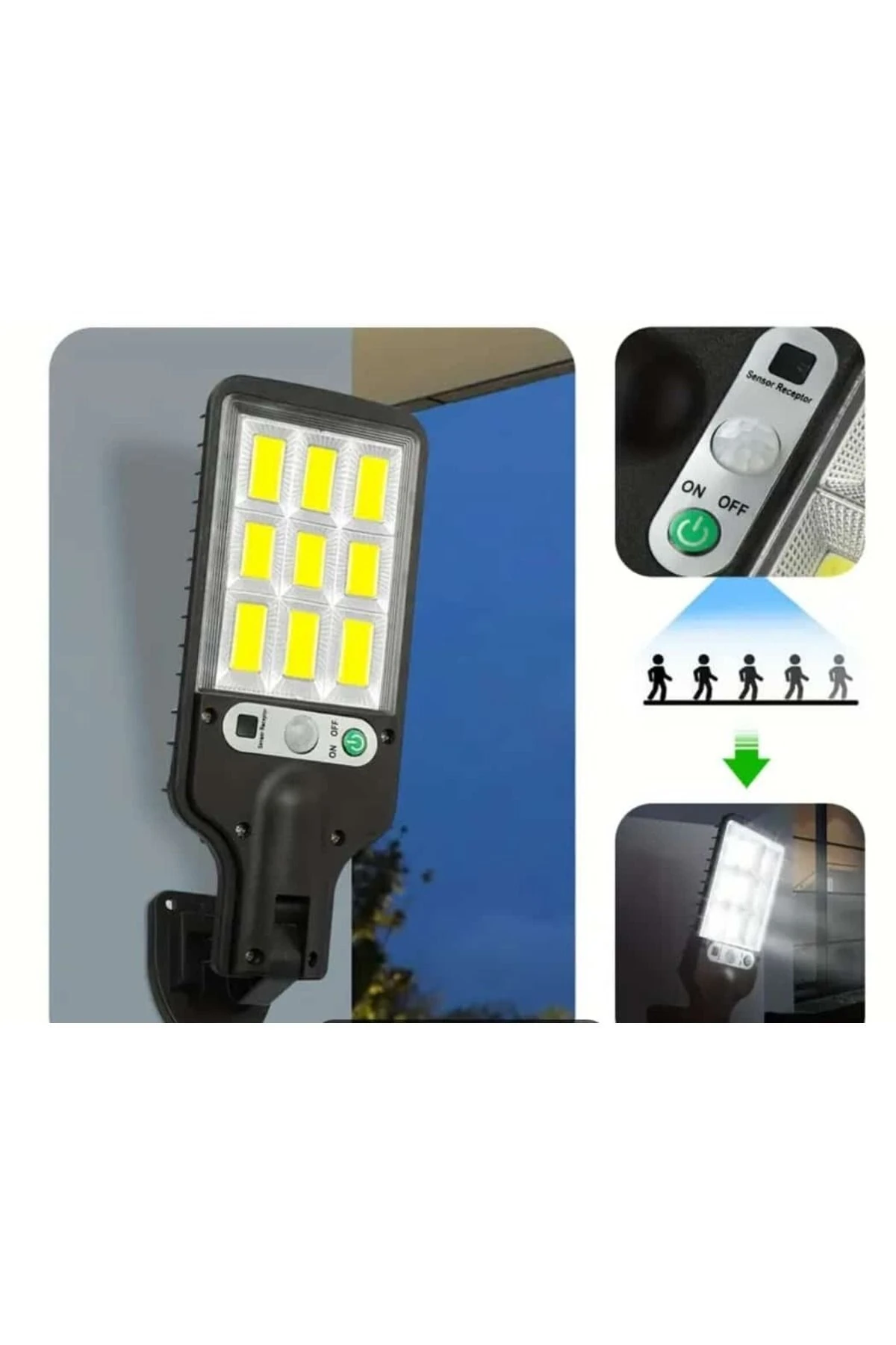 Solar Güneş Enerjili Led Bahçe Aydınlatması 120 Ledli 3 Modlu Hareket Sensörlü Su Geçirmez Lambası