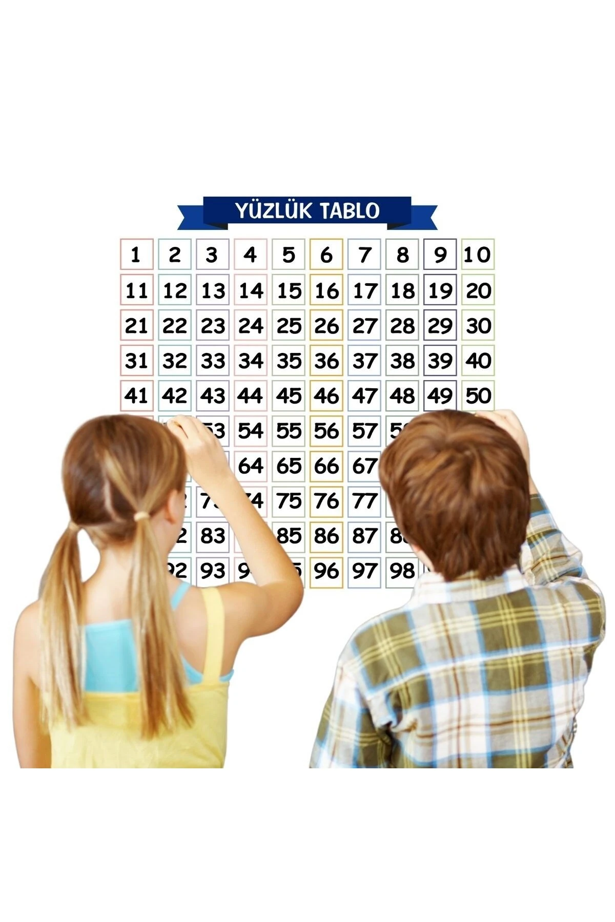 ® Matematik Öğreten Yüzlük Tablo Duvarda İz Bırakmaz Akıllı Kağıt Yapışkansız Statik  60x60 cm