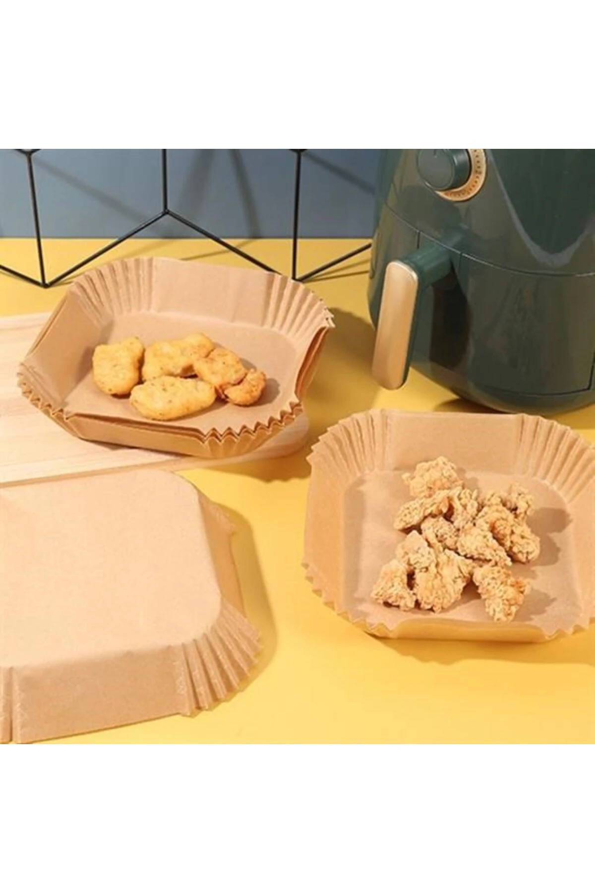® 50 Adet Air Fryer Pişirme Kağıdı Tek Kullanımlık 23 Cm Kare Pişirme Kağıdı XXL
