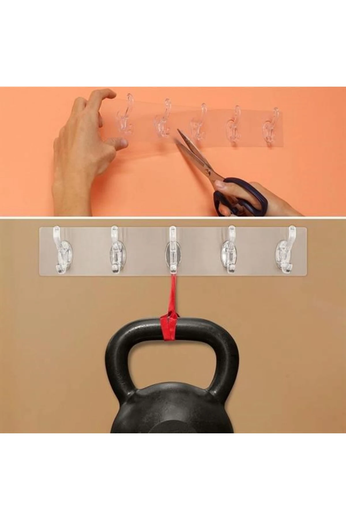 ® 5'li Güçlü Yapışkanlı Şeffaf Duvar Askısı Banyo Mutfak Düzenleyici Pratik Askılık