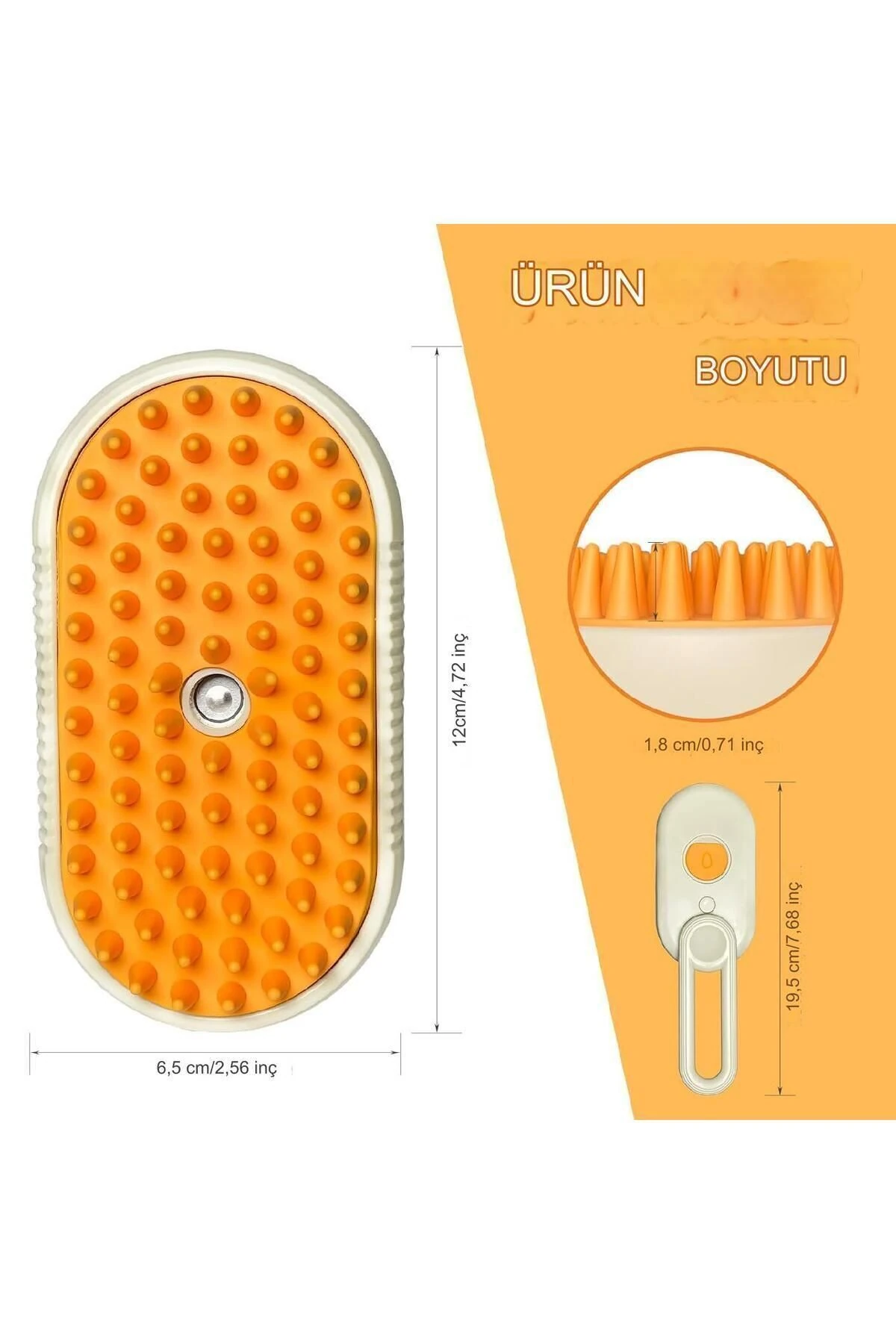 Saplı Buharlı Kedi Tarağı, Buharlı Kedi & Köpek Yıkama Fırçası Tarağı Yumuşak Silikonlu