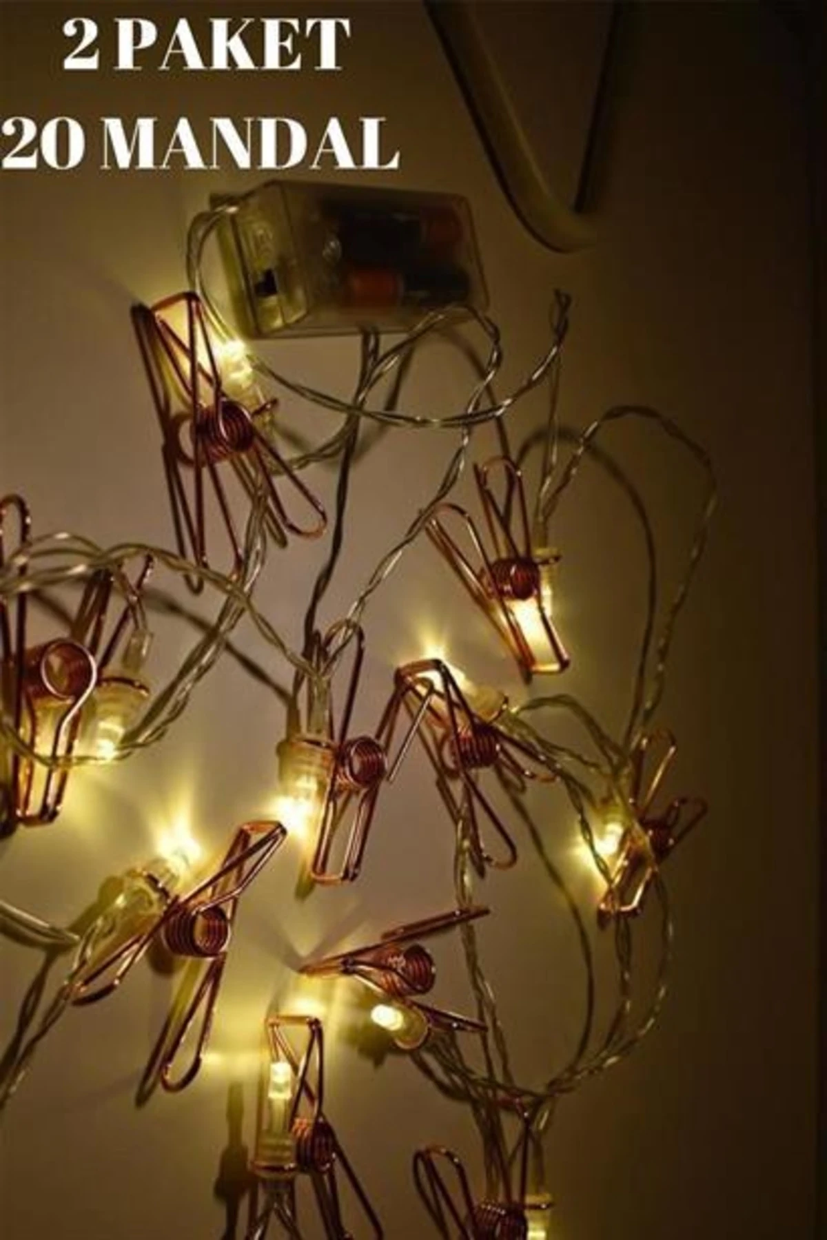 roichil® Bakır Renkli Led Işıklı Fotoğraf Asma Işık Süsleme Mandalları