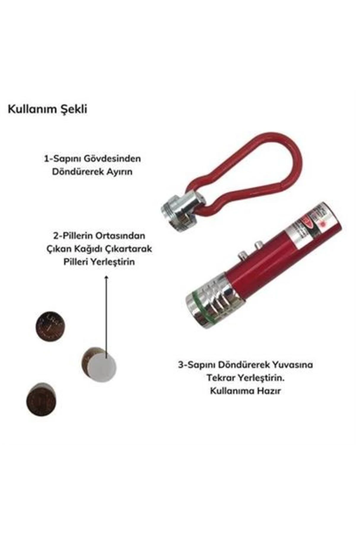 roichil® 3 Fonksiyonlu Kırmızı Beyaz Işıklı Led Lazer Kedi Köpek Oyuncak Anahtarlık