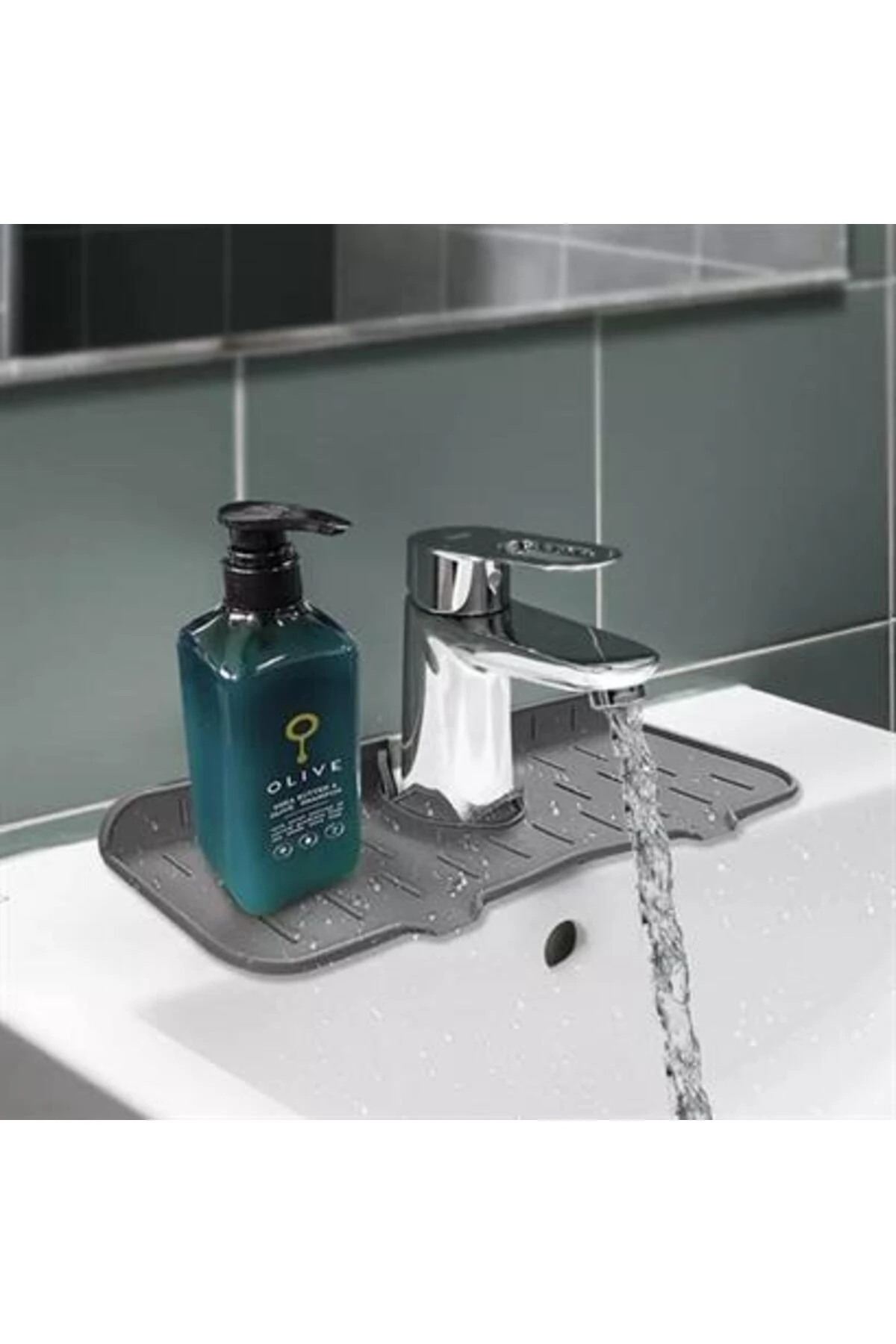 Lavabo İçin Silikon Esnek Mat Musluk Sapı Damlama Tutucu Raf Mutfak Tezgahı Sıçrama Koruma