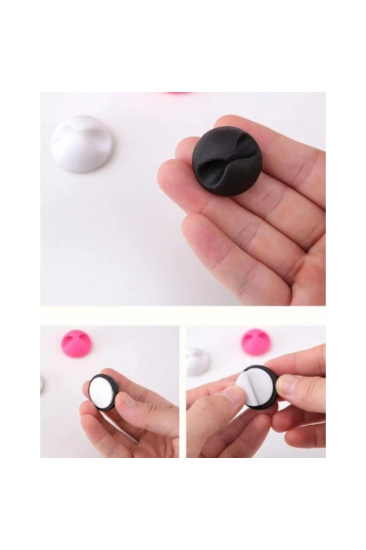 Siyah Beyaz Kablo Sabitleme Klipsi 10'Lu