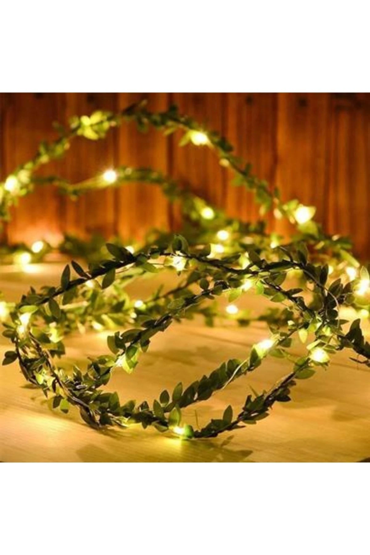 Yapraklı Dekorlu 3 Metre Peri Led Pilli Işık Yılbaşı Aydınlatma
