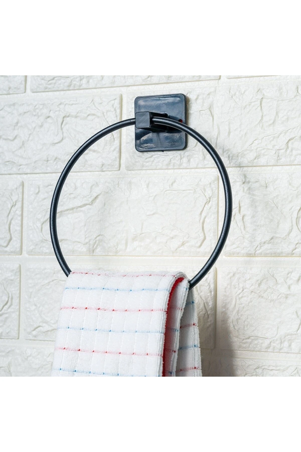 Kendiliğinden Yapışkanlı Siyah Paslanmaz Metal Yuvarlak Havluluk