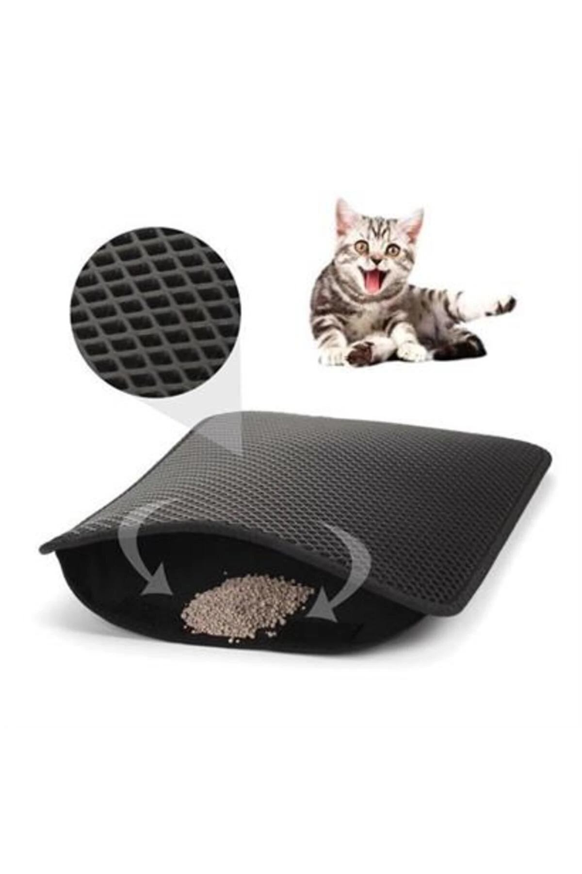 Kedi Tuvalet Önü Kum Toplayıcı Temizleyici Elekli Gri Paspas