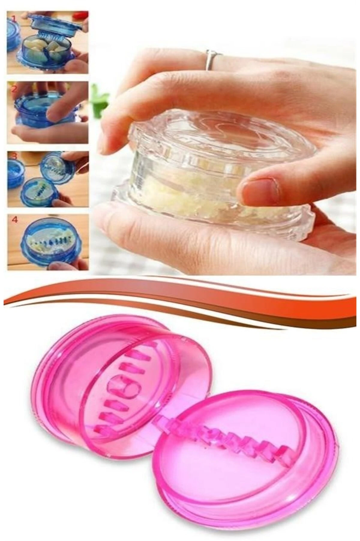 ® Avuç İçi Pratik Sarımsak ve Ceviz Ezici Rendeleyici El Rondosu