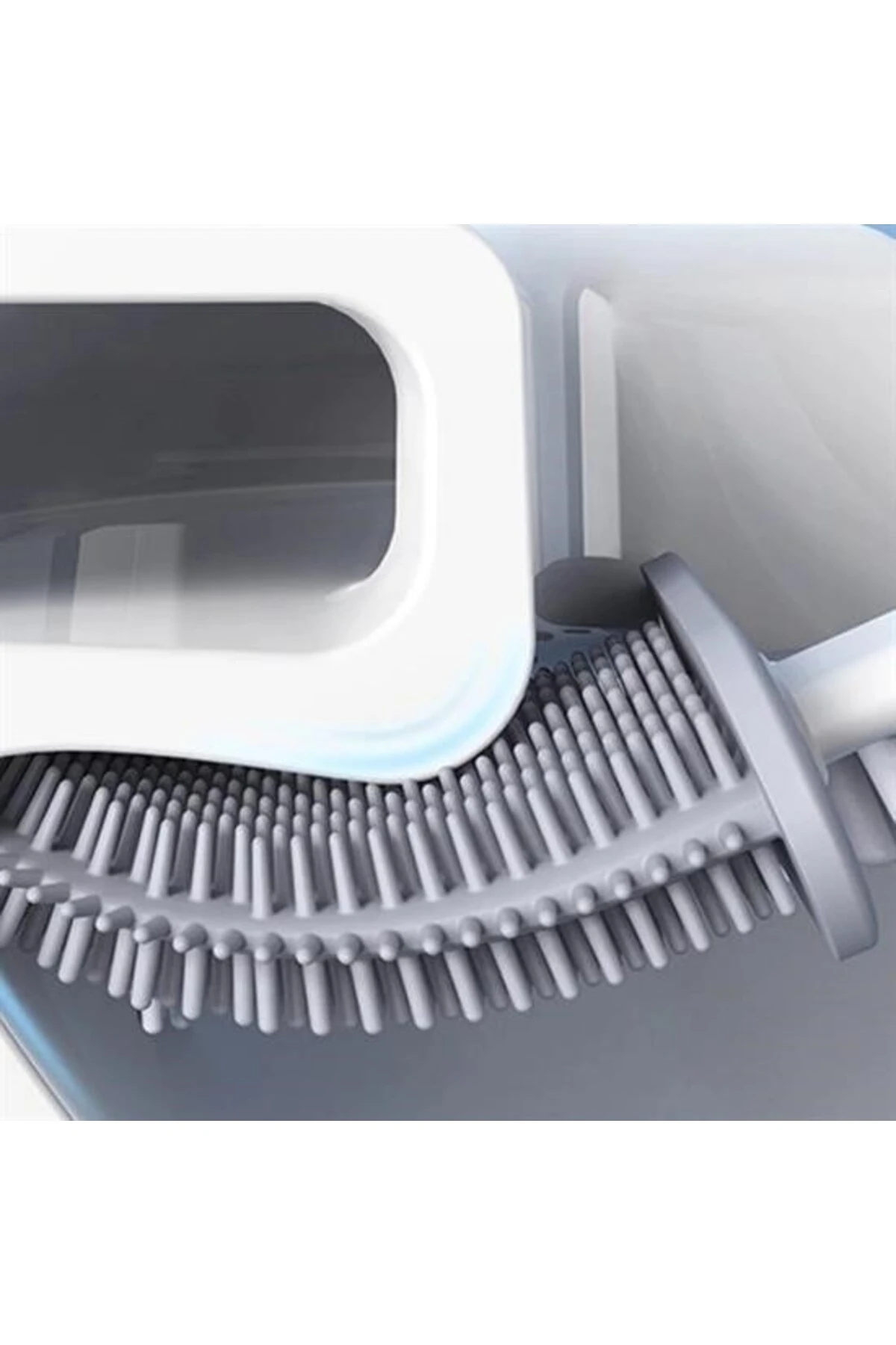 Duvara Monte Edilebilir Kapaklı Askılı Klozet Yumuşak Silikon Başlıklı Tuvalet Fırçası Seti