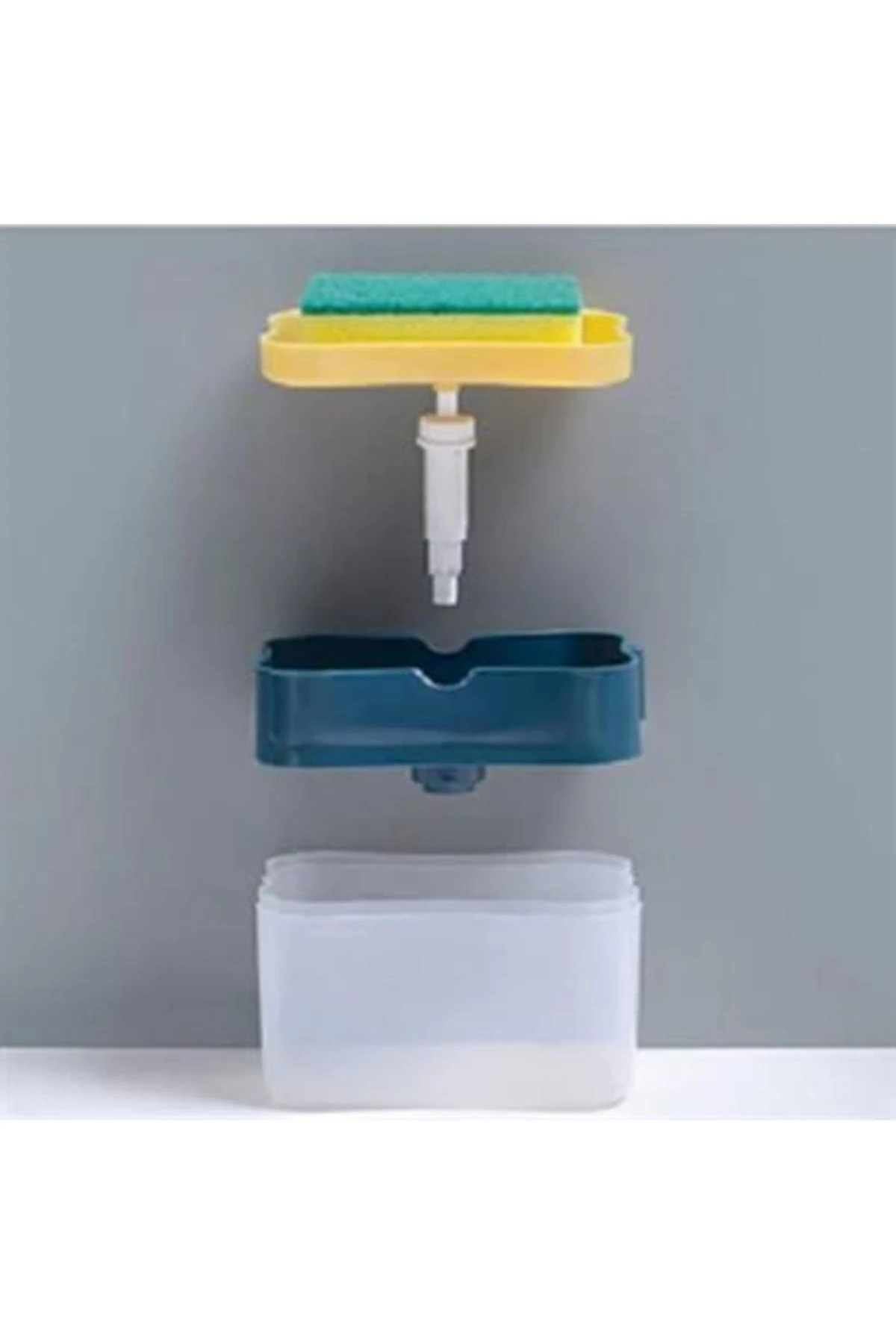 roichil® Ikisi Bir Arada Basmalı Pratik Sıvı Sabunluk Pompası Ve Bulaşık Yıkama Süngeri Haznesi