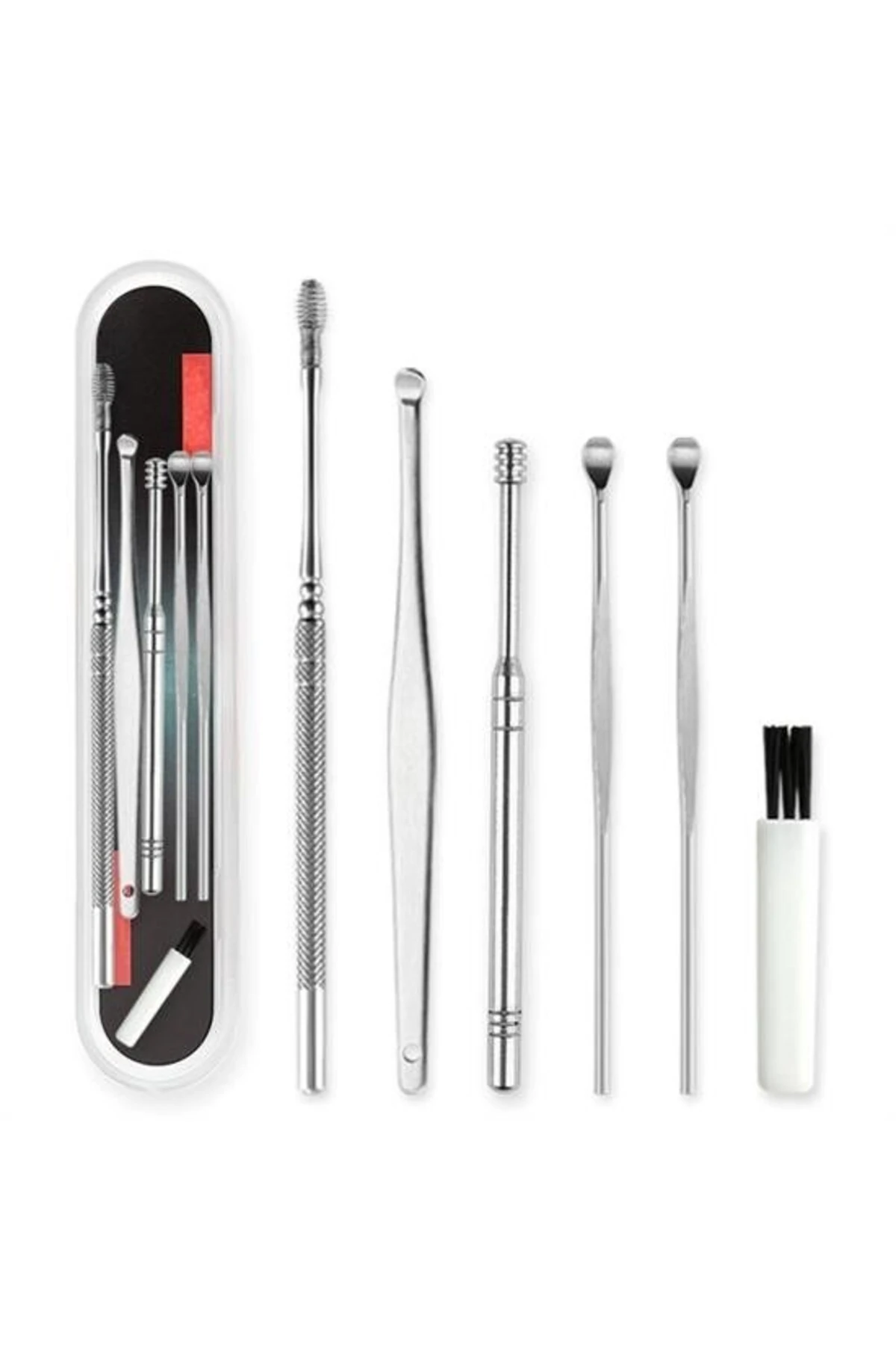 ® 6 Parça Paslanmaz Çelik Kulak Balmumu Toplayıcı Çıkarıcı Temizleyici Bakımı Çubuk Seti