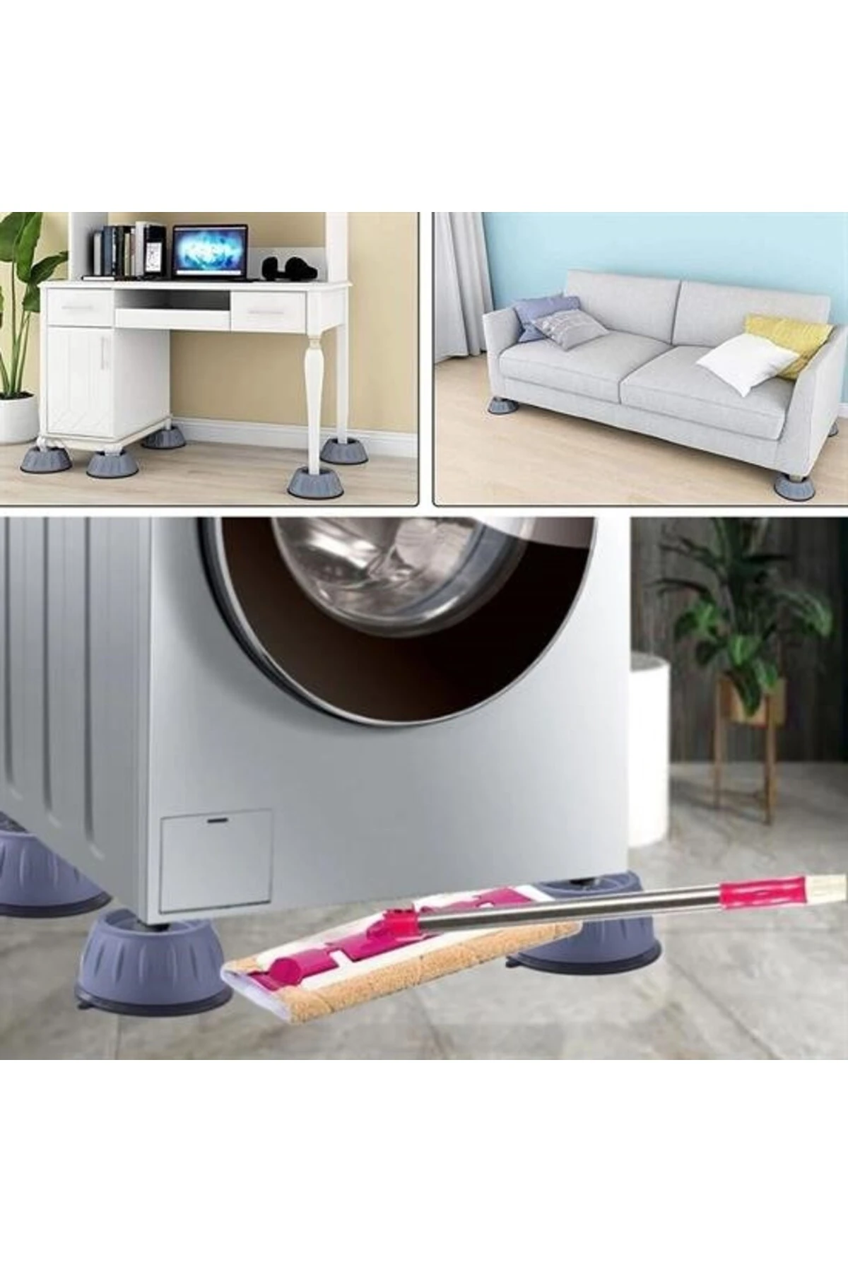 ® Çamaşır Makinesi Sarsıntı Titreşim Ses Önleyici Kaydırmaz Ayak 4lü Set
