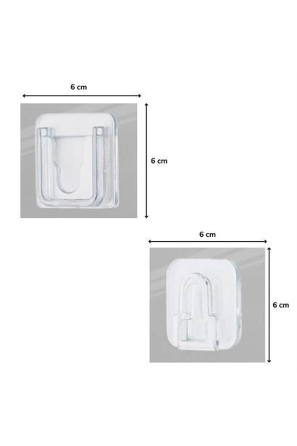 Eşya Sabitleme Askısı 10 Çift Şeffaf Çift Taraflı Yapışkanlı Geçmeli Klips